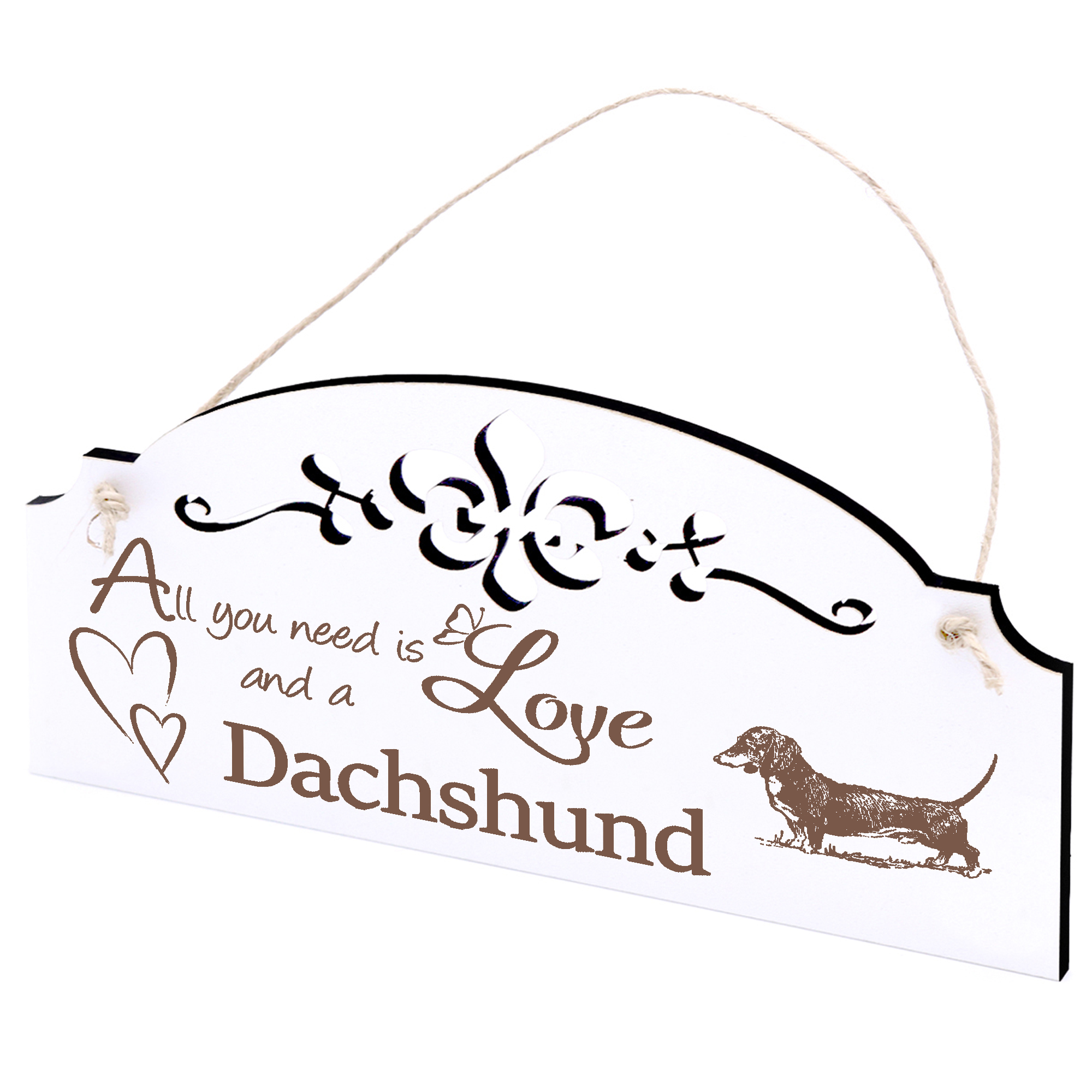 Schild Dachshund Deko 20x10cm - All you need is Love and a Dachshund - Holz