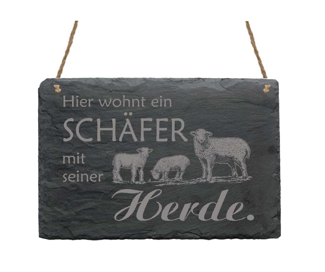 Schiefertafel « Hier wohnt ein Schäfer... » Herde
