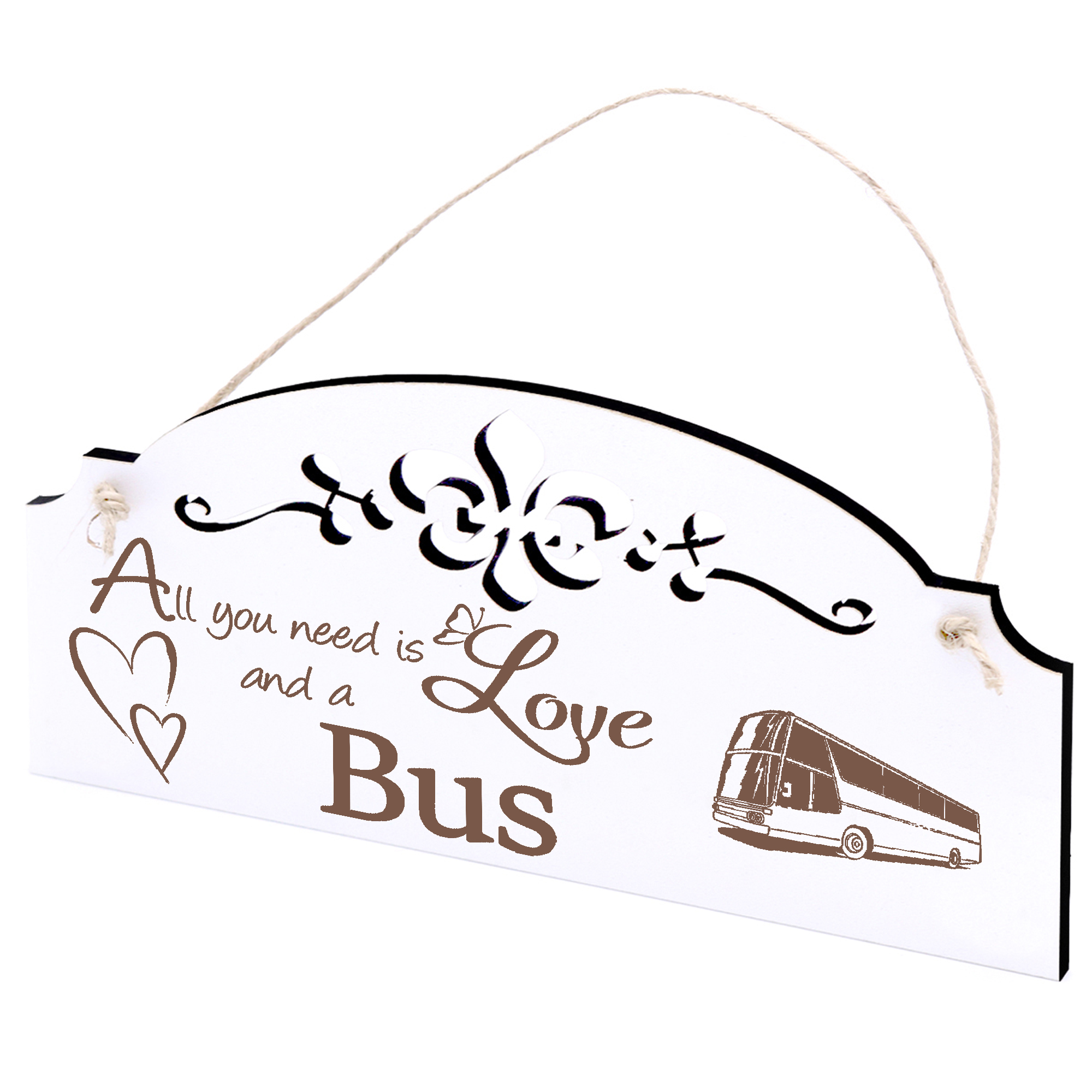 Schild Reisebus Deko 20x10cm - All you need is Love and a Bus - Holz