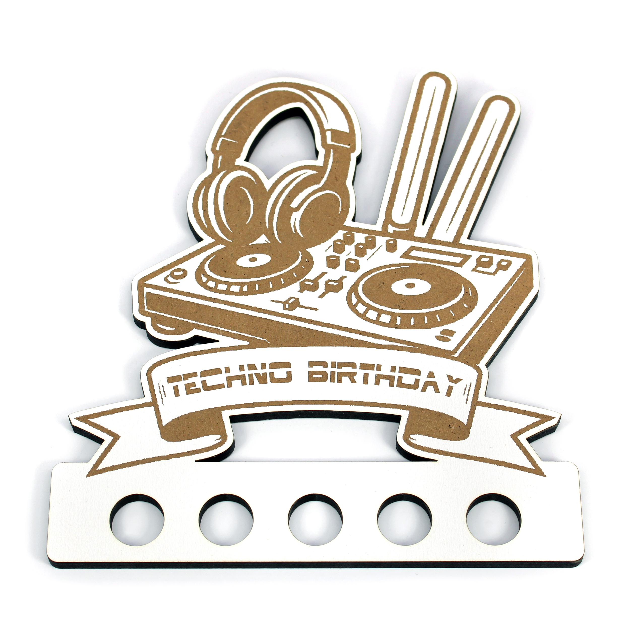 Geldgeschenk Techno Geburtstag - 15cm x 18cm - Techno Birthday - DJ-Pult, Kopfhörer & Neonröhren