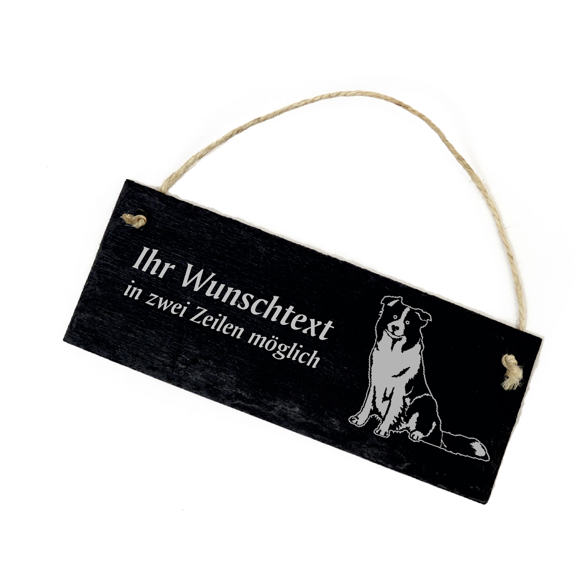 Hundeschild Border Collie Türschild  Schiefer - personalisiert - 22cm x 8cm