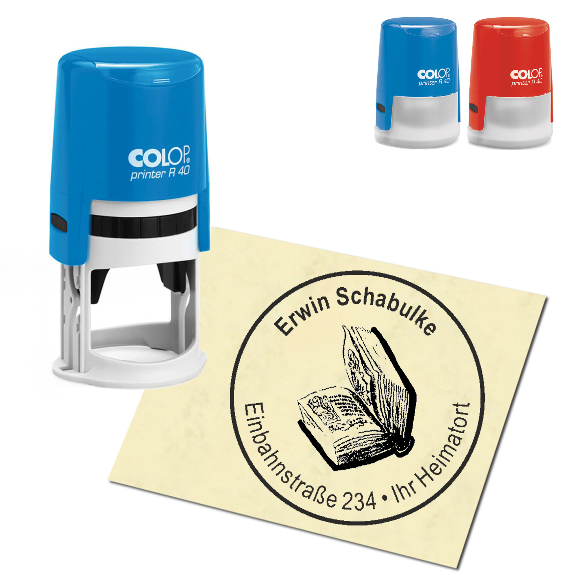 Stempel Adressstempel personalisiert - Buch - rund &empty; 40mm