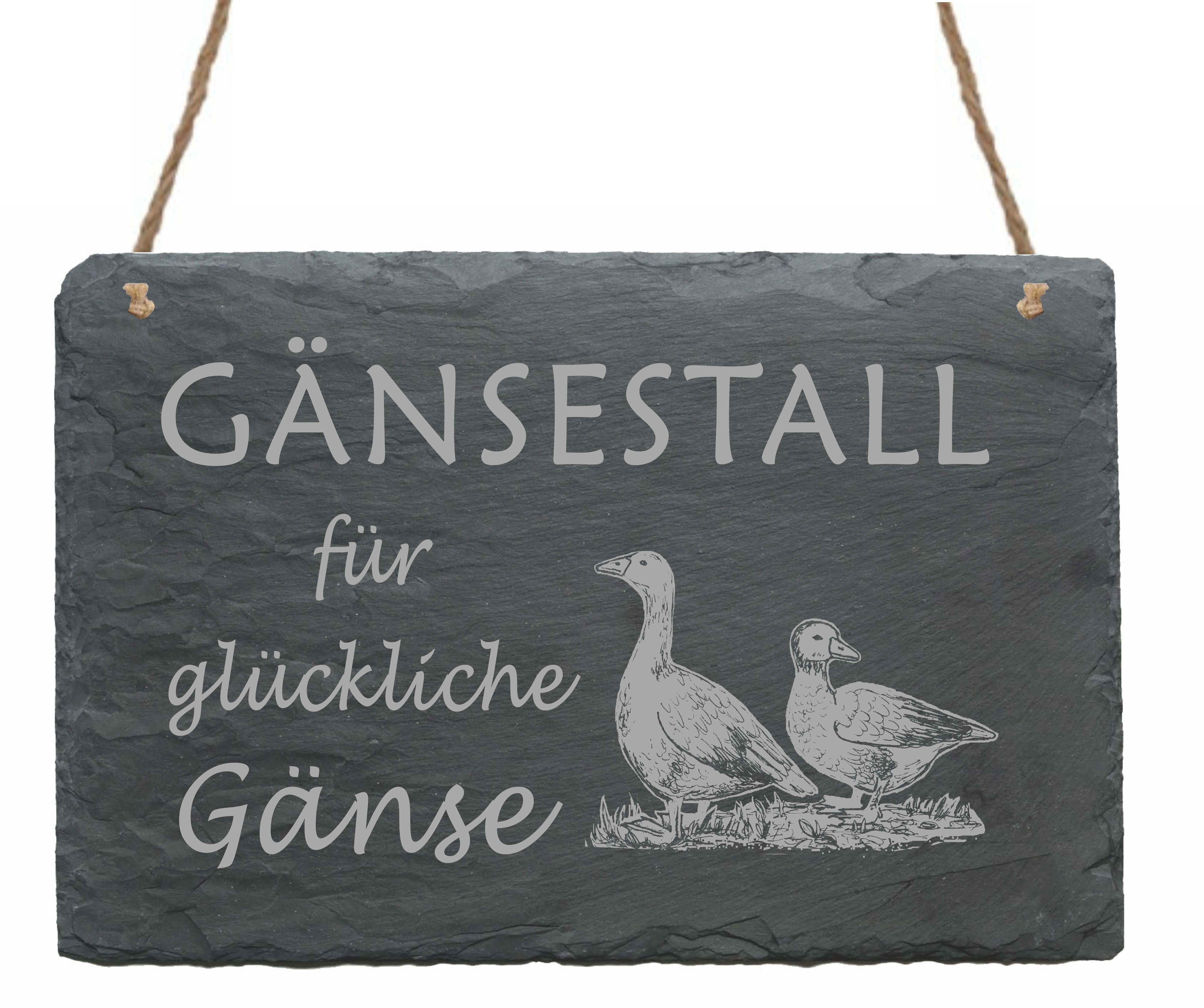 Schiefertafel « Gänsestall für glückliche Gänse »