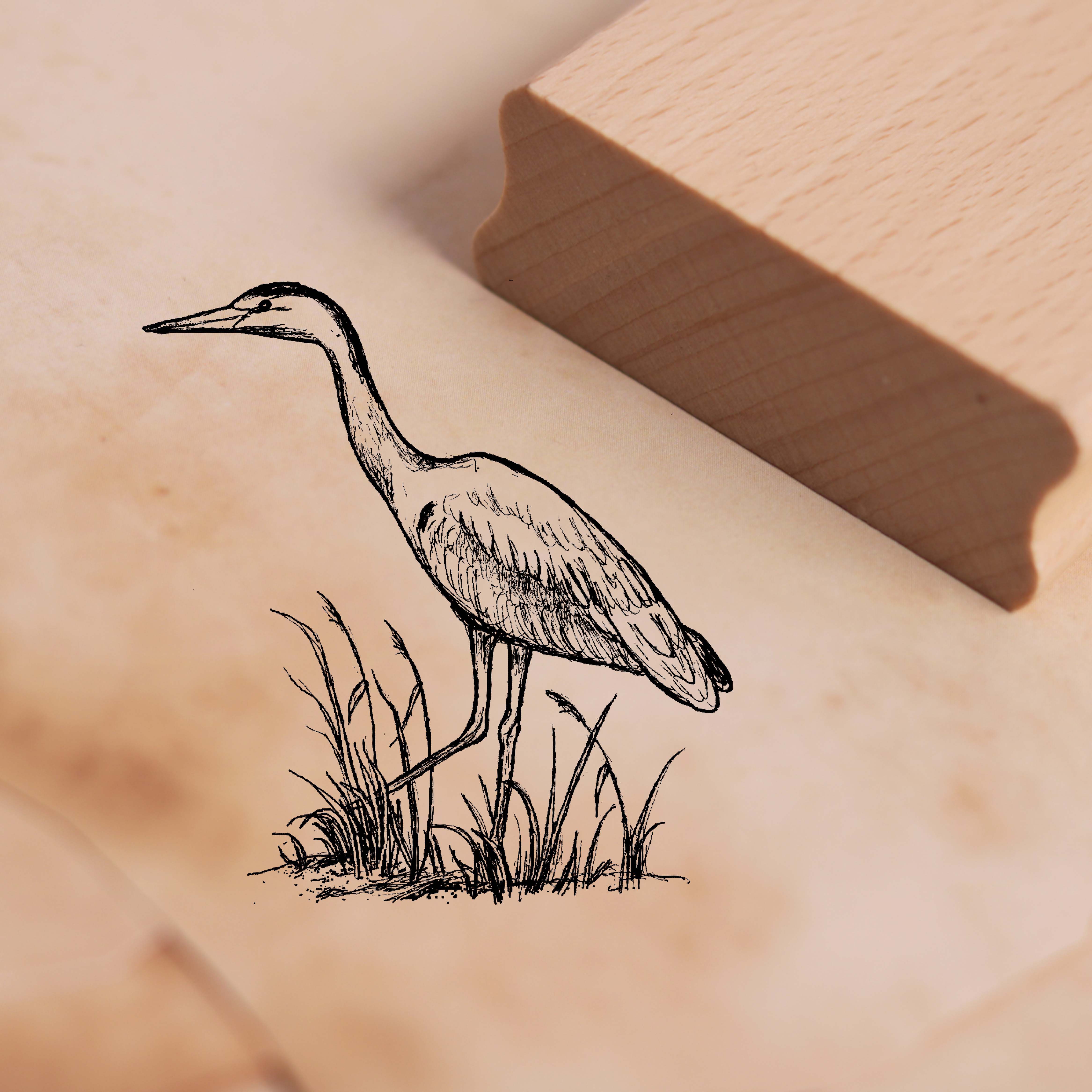 Motivstempel Graureiher Stempel 46 x 48 mm