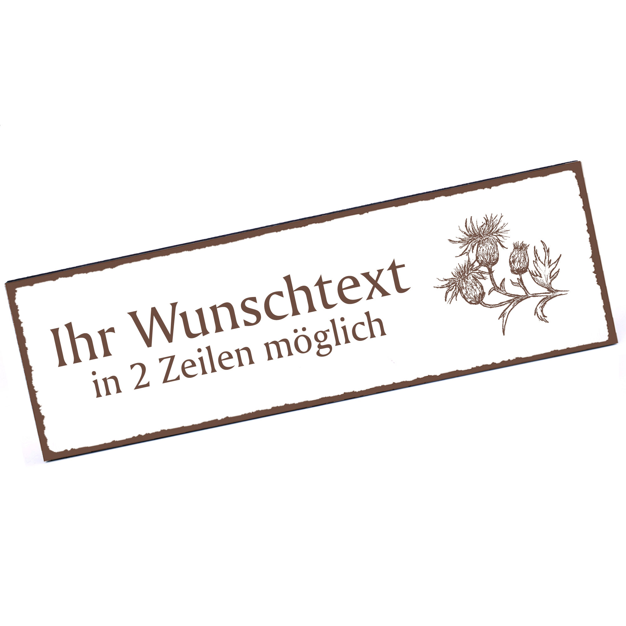 Türschild Distel  Namensschild personalisiert mit Gravur - 150mm x 50mm - selbstklebend