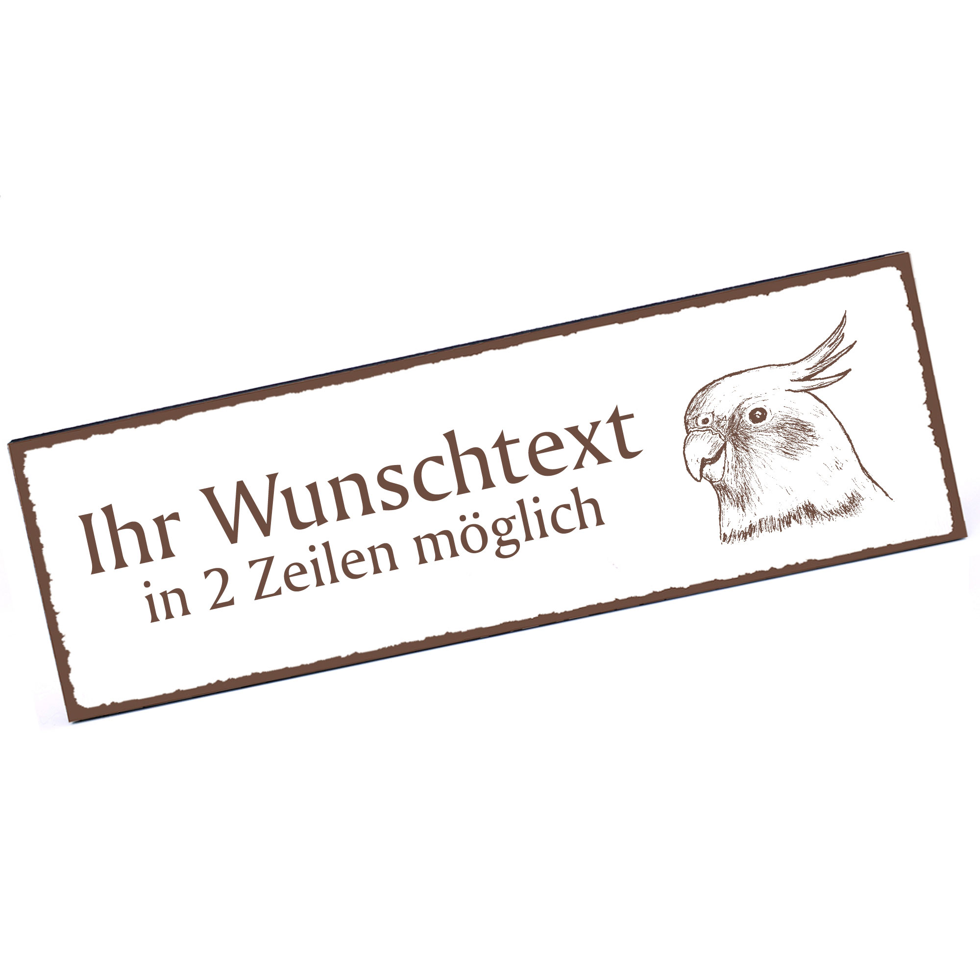 Türschild Nymphensittich  Namensschild personalisiert mit Gravur - 150mm x 50mm - selbstklebend