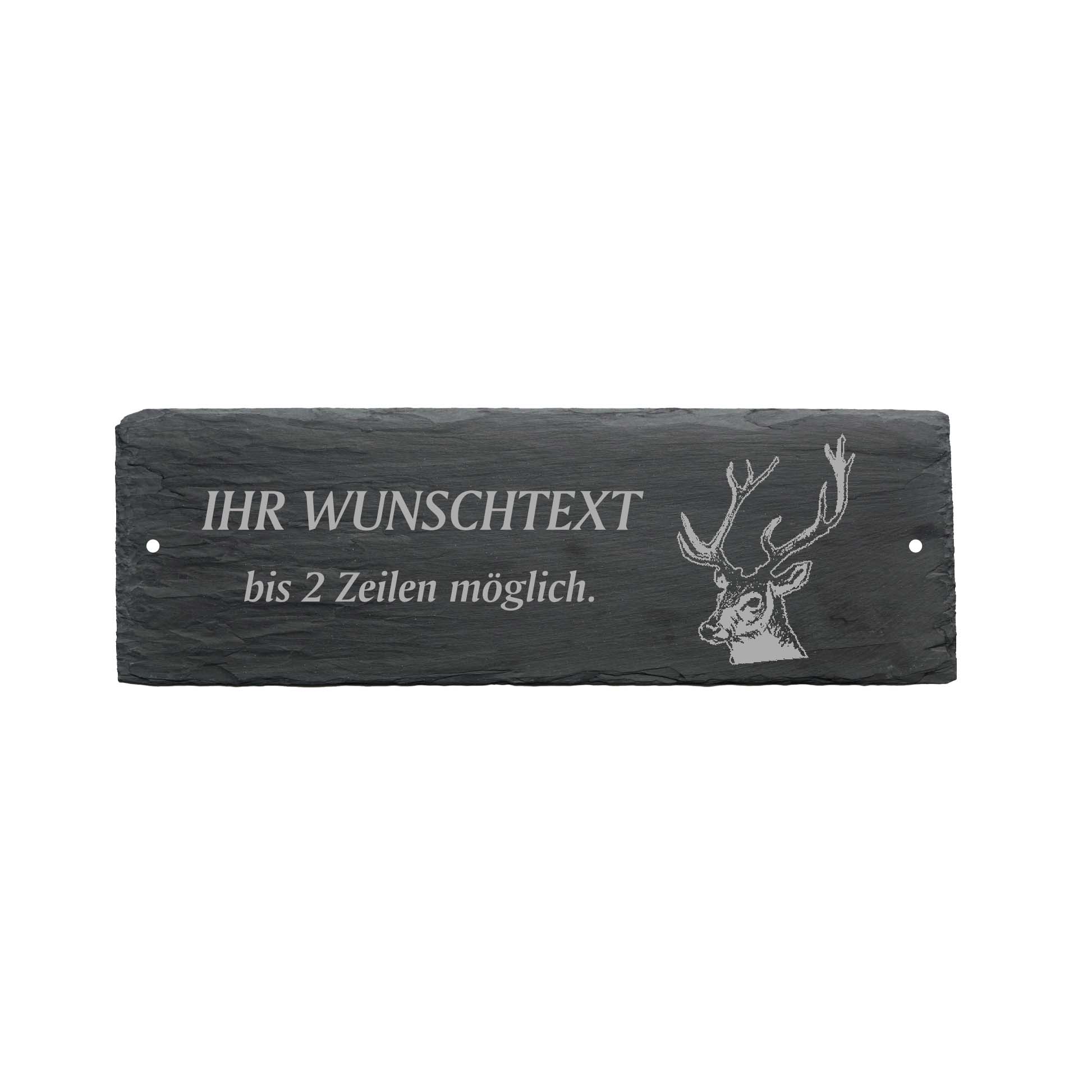 Türschild « HIRSCH KOPF » ca. 22 x 8 cm - aus Schiefer
