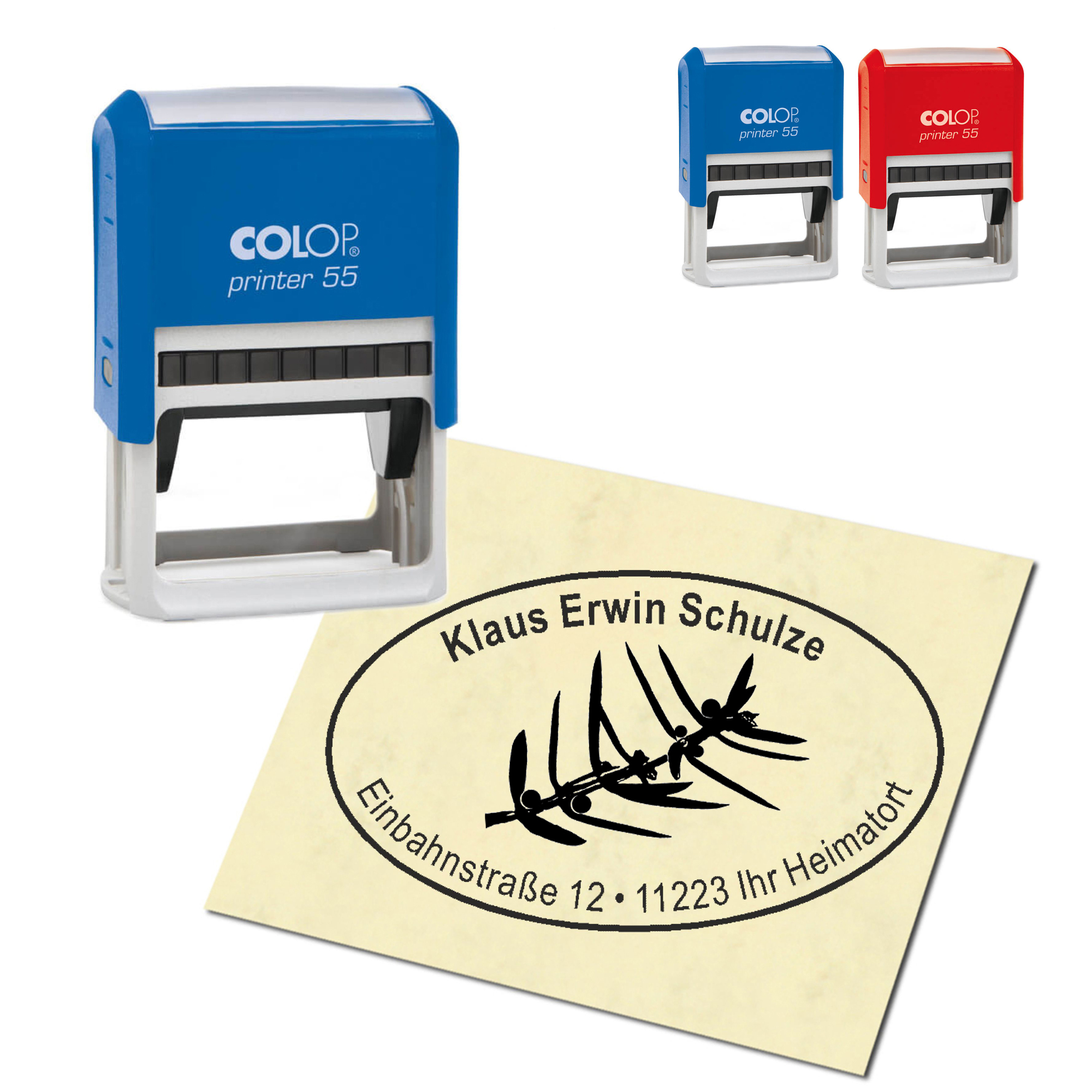 Adressstempel personalisiert Stempel - Wacholderbeere - oval 59 x 39 mm