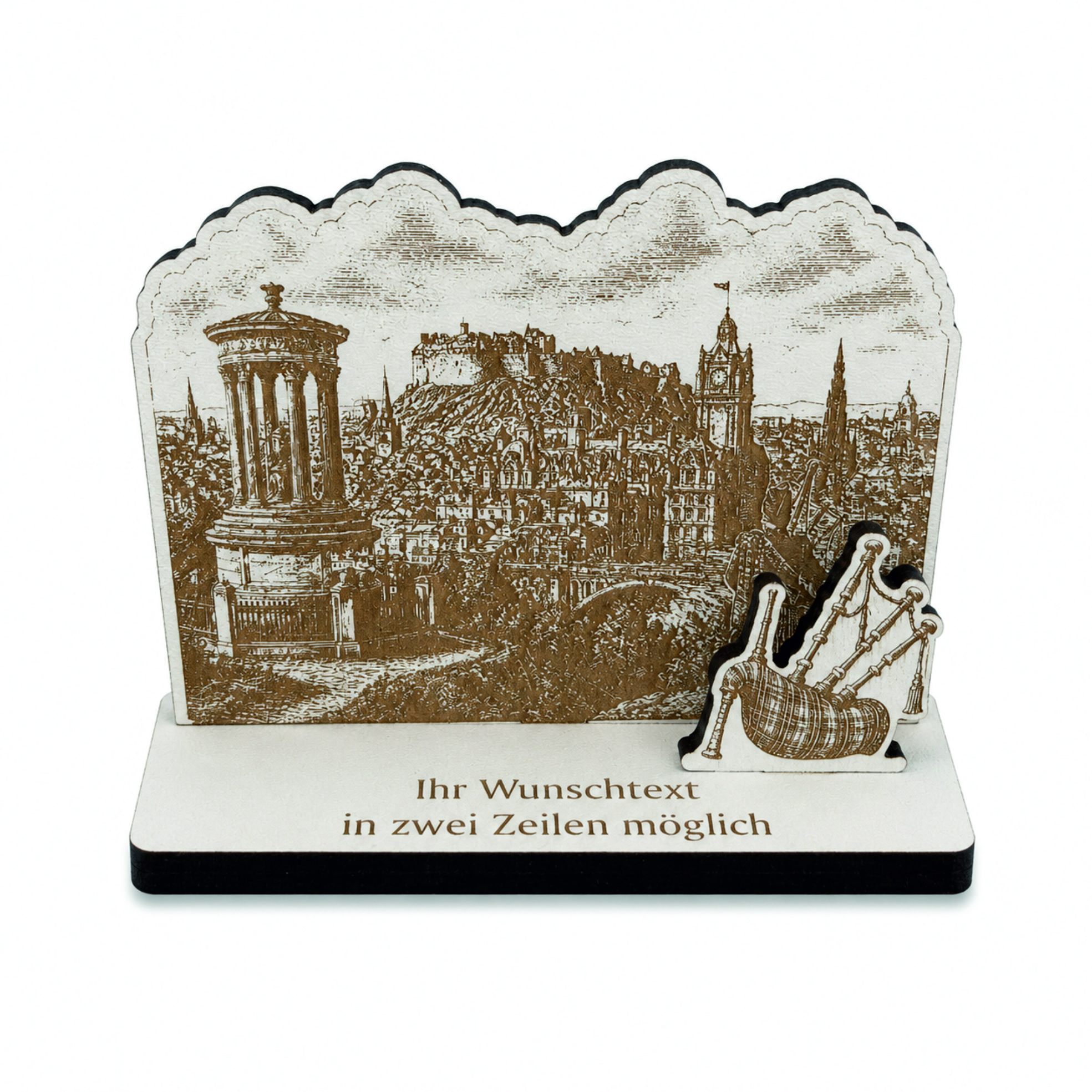 Reisegutschein Edinburgh Schottland Dudelsack personalisiert - Schild für Geld Gutschein - 11 x 8 cm
