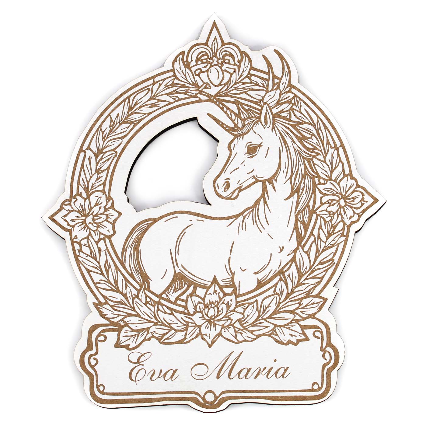 Türschild Kinderzimmer Vintage Einhorn personalisiert - selbstklebendes Schild mit Name - 17 x 20 cm