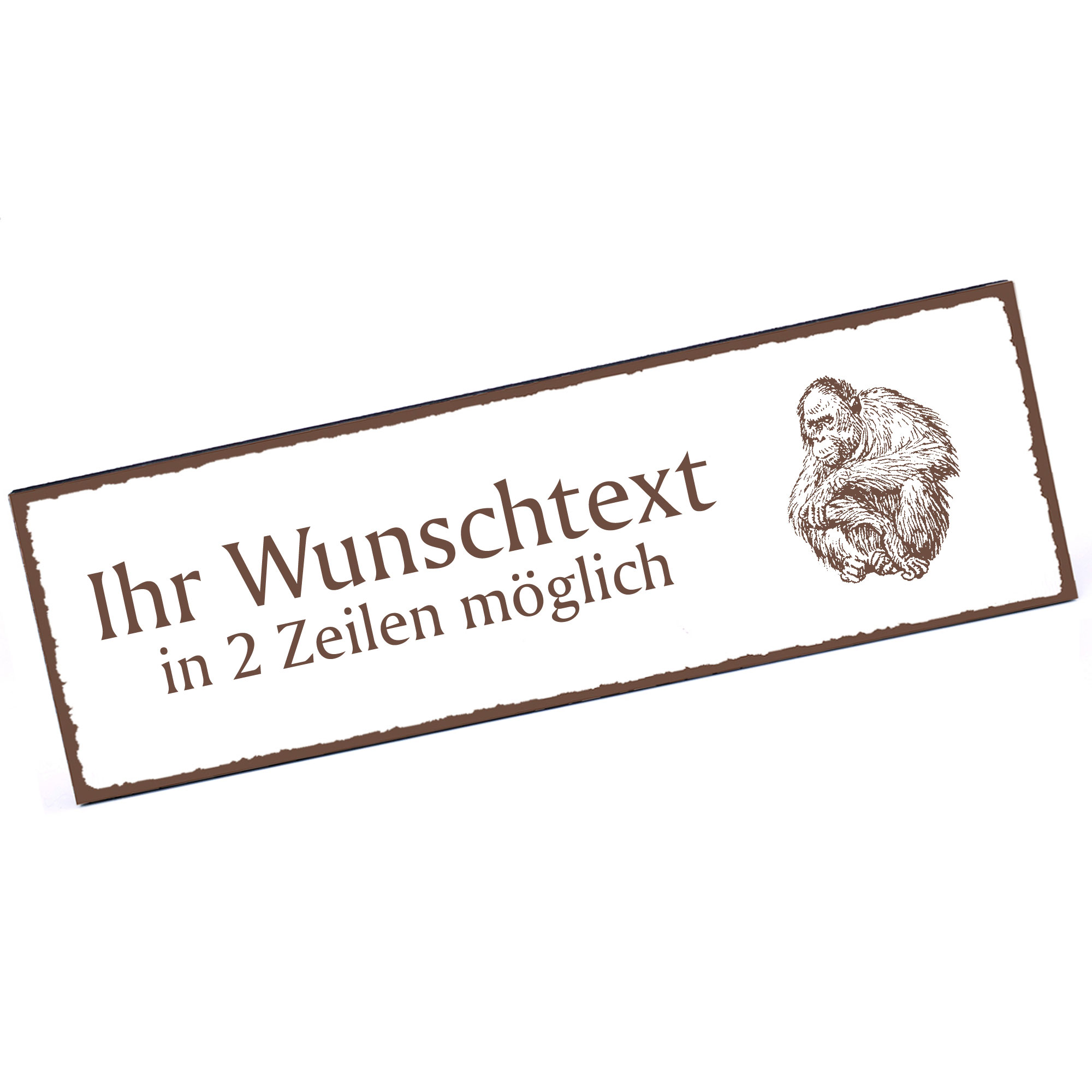 Türschild Affe  Namensschild personalisiert mit Gravur - 150mm x 50mm - selbstklebend