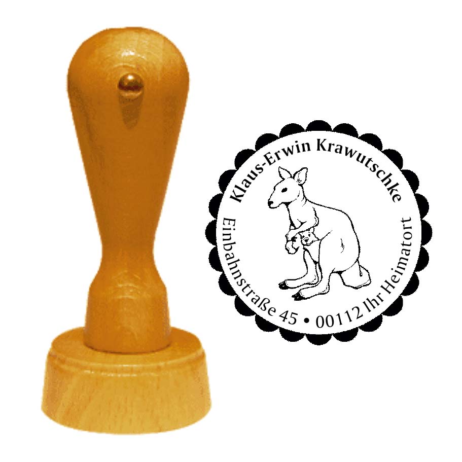 Adressenstempel « KÄNGURU 02 » mit persönlichem Wunschtext