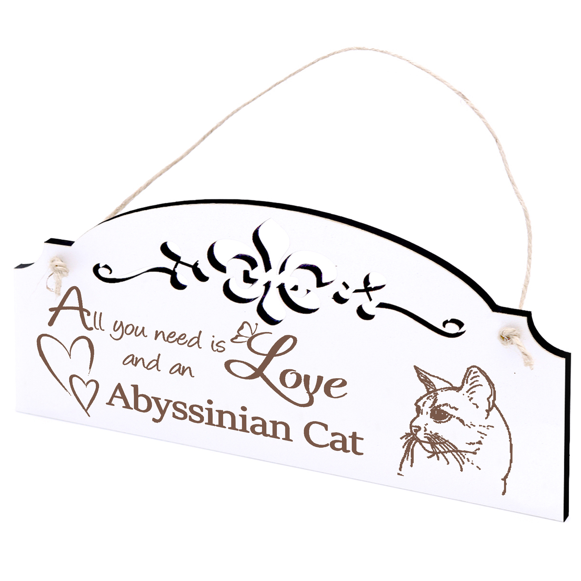 Schild Abessinierkatze  Deko 20x10cm - All you need is Love and an Abyssinian Cat - Holz