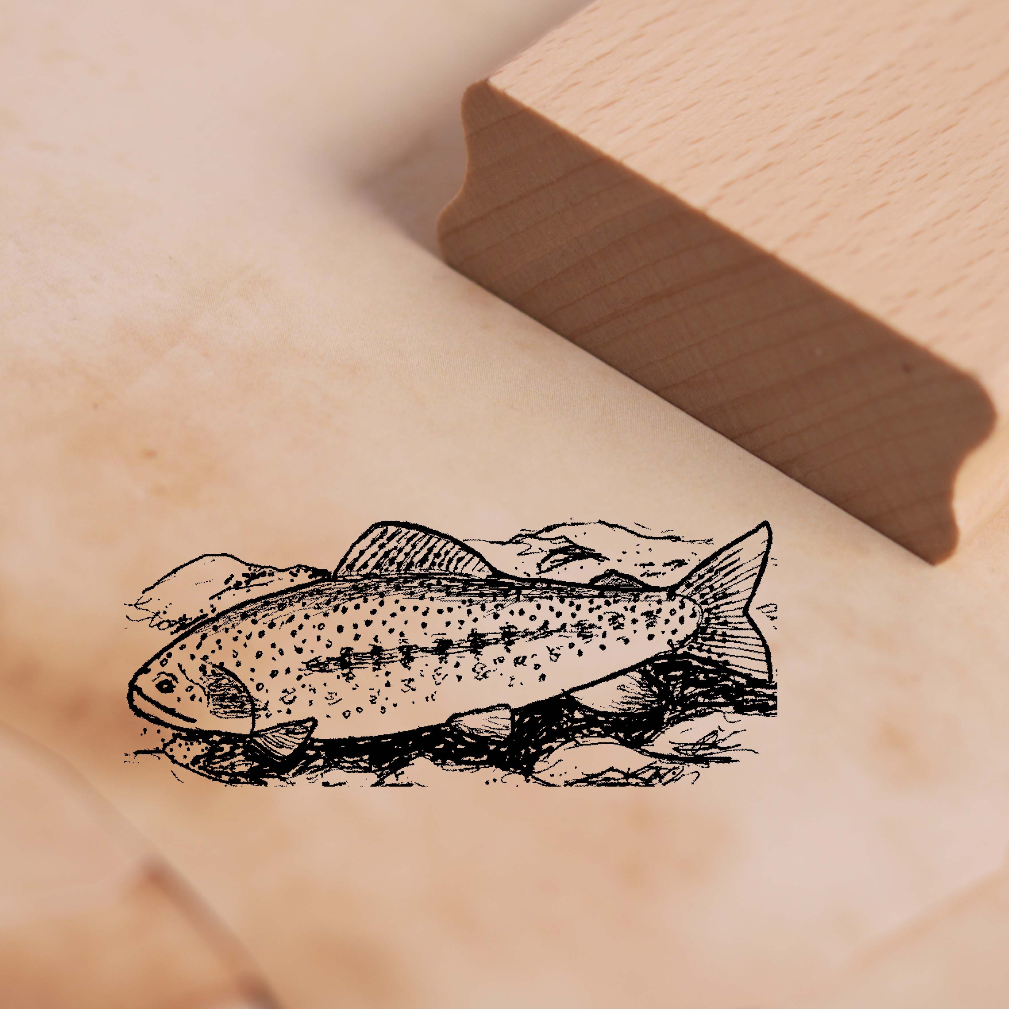 Motivstempel Forelle - Fisch Stempel 68 x 28 mm
