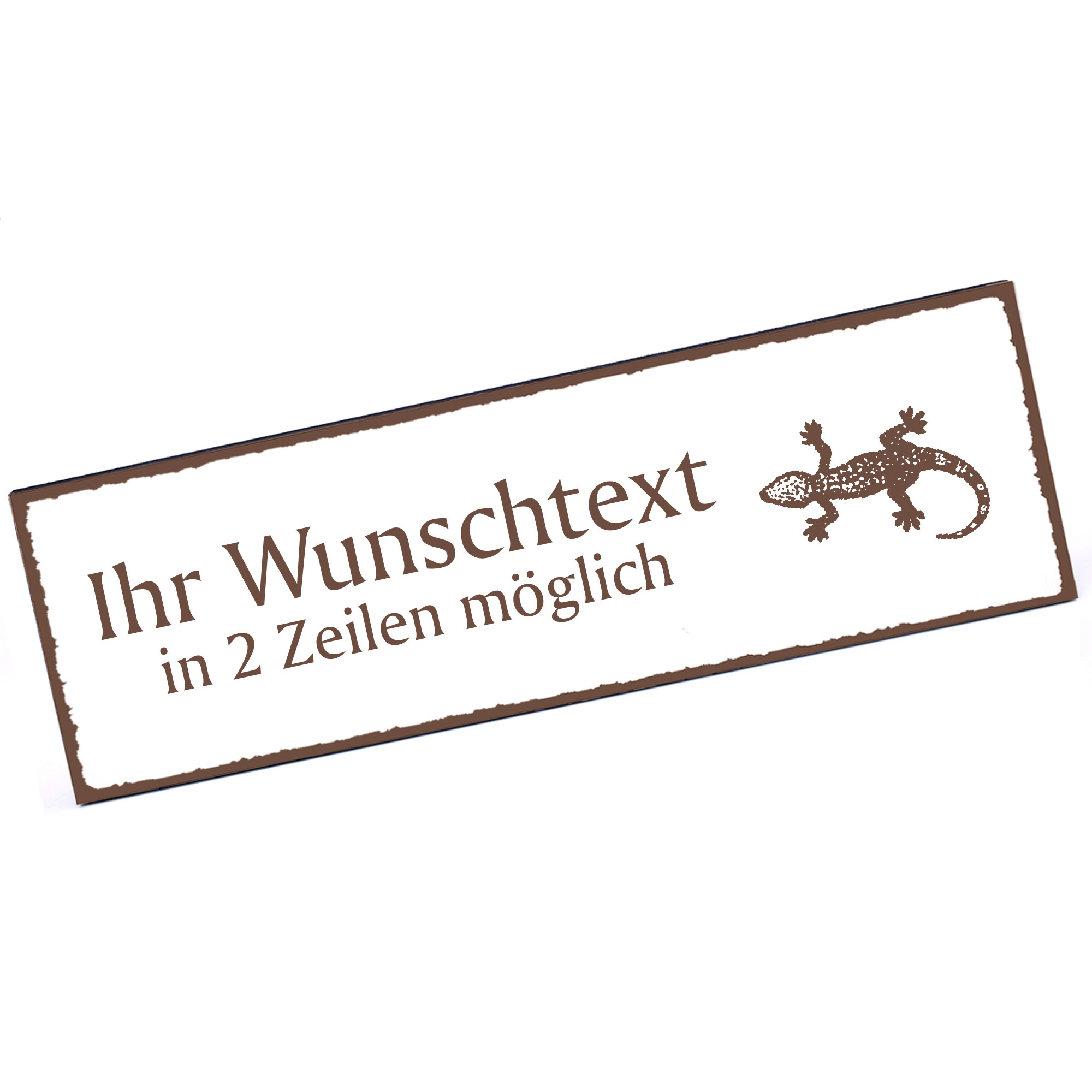 Türschild Gecko  Namensschild personalisiert mit Gravur - 150mm x 50mm - selbstklebend
