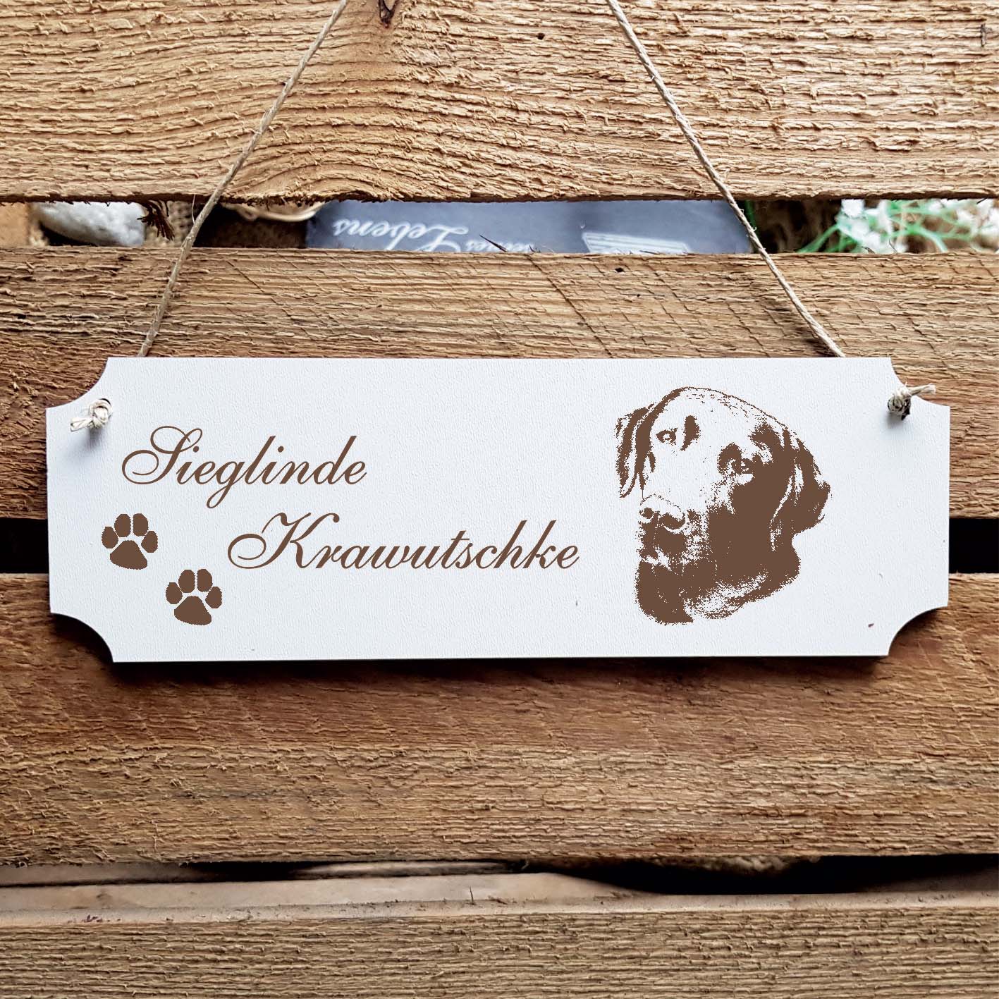 Schild « Labrador Retriever Kopf » Namensschild Türschild zum Anhängen - 20 x 6,7 cm