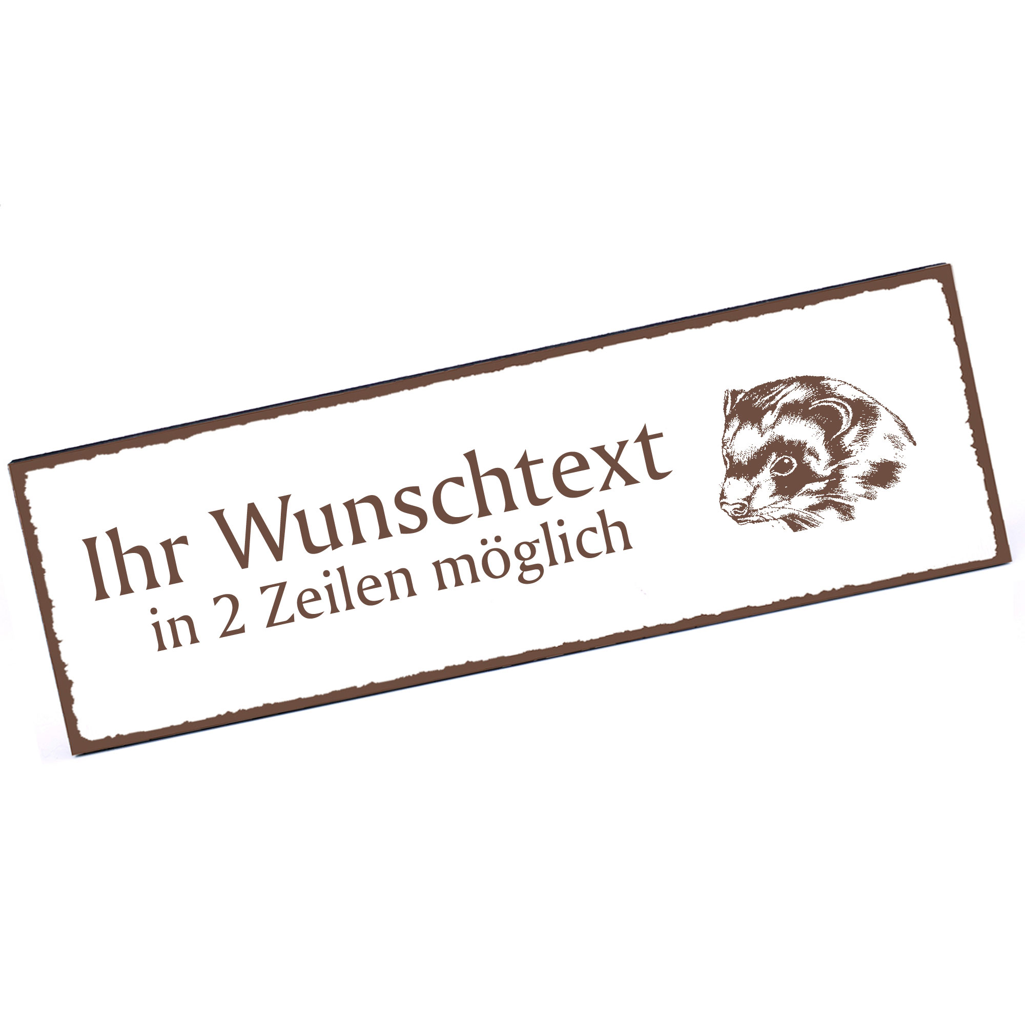 Türschild Frettchen  Namensschild personalisiert mit Gravur - 150mm x 50mm - selbstklebend