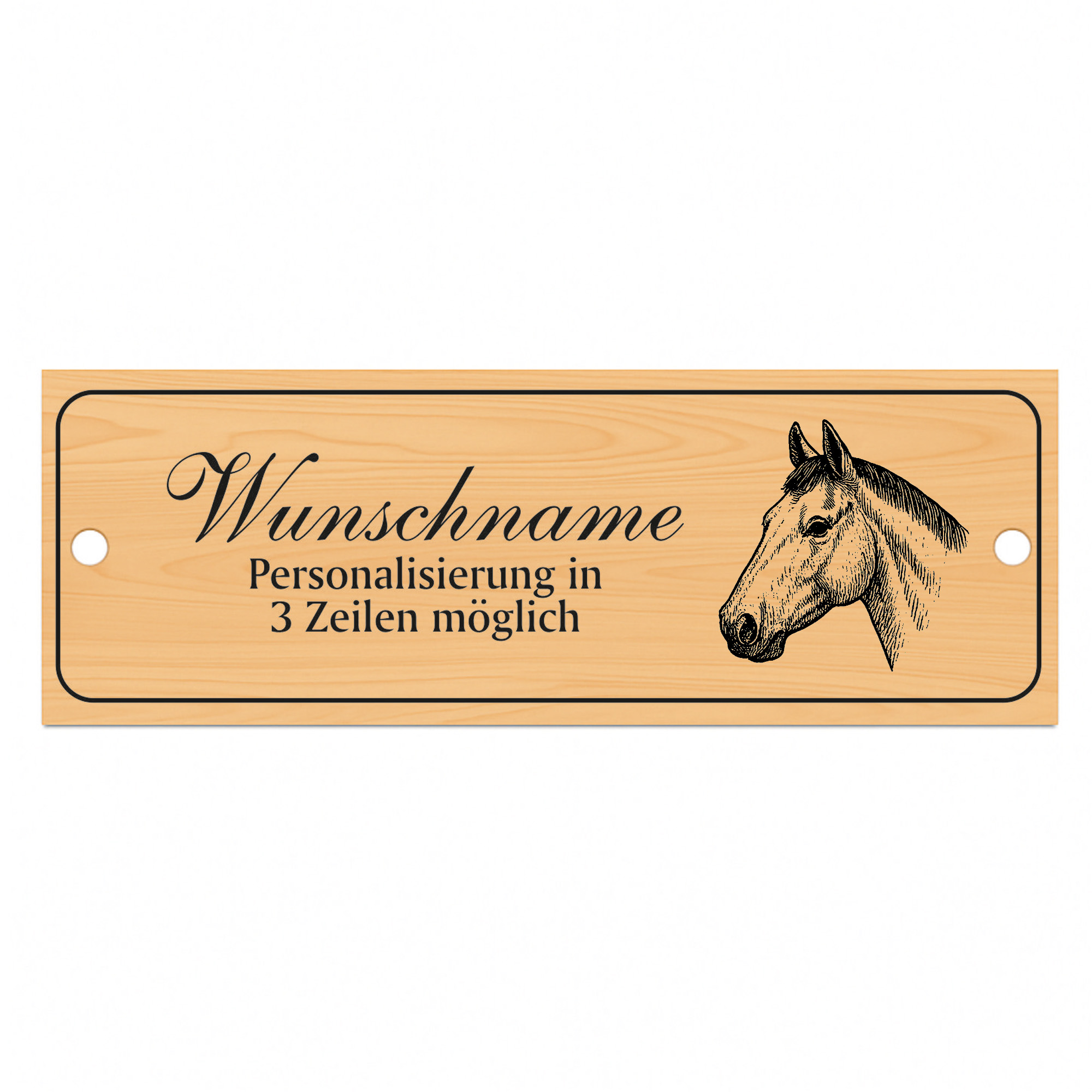 Stallschild Holsteiner personalisierbar mit Wunschtext – Stalltafel Pferdeschild Pferdebox Holzoptik - 20×7,5 cm