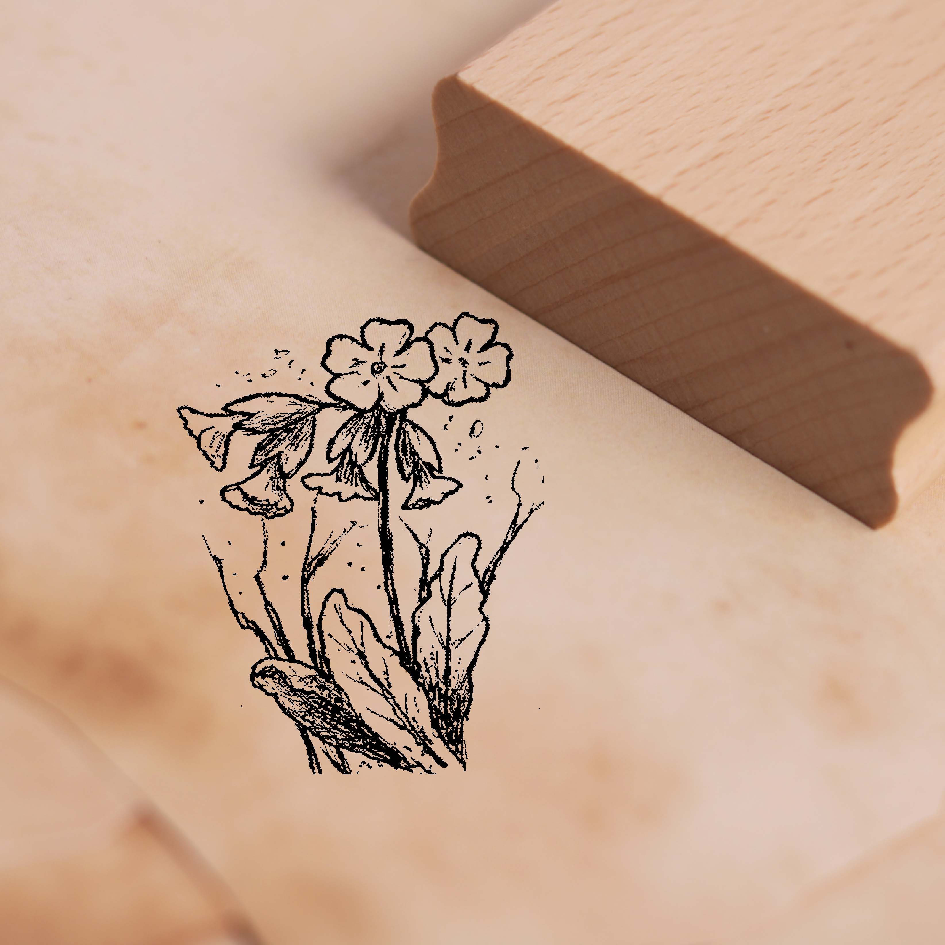 Motivstempel Himmelschlüsselchen - Schlüsselblume Primel Stempel Holzstempel 38 x 48 mm