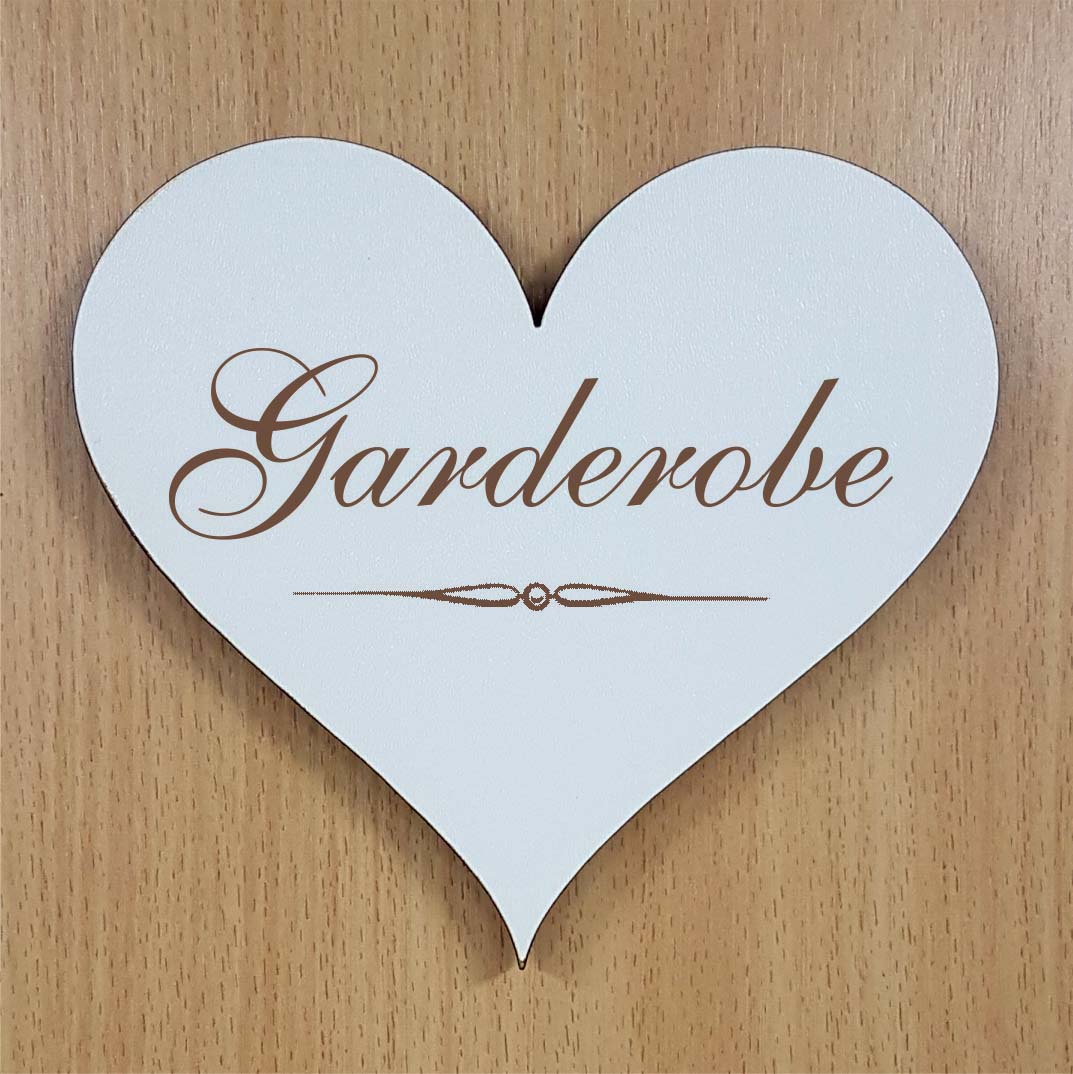 Shabby Herz « GARDEROBE » selbstklebendes Türschild