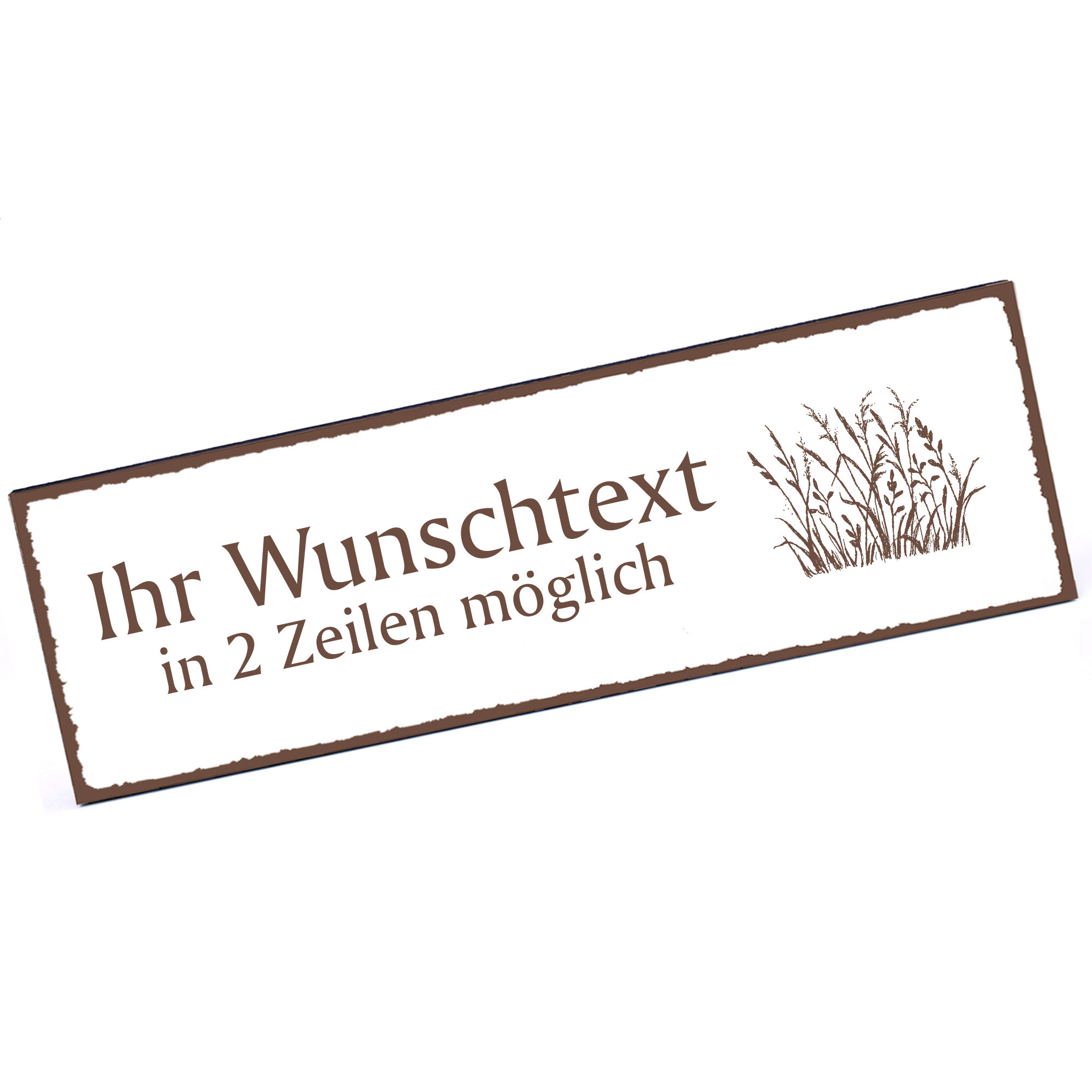 Türschild Gräser  Namensschild personalisiert mit Gravur - 150mm x 50mm - selbstklebend