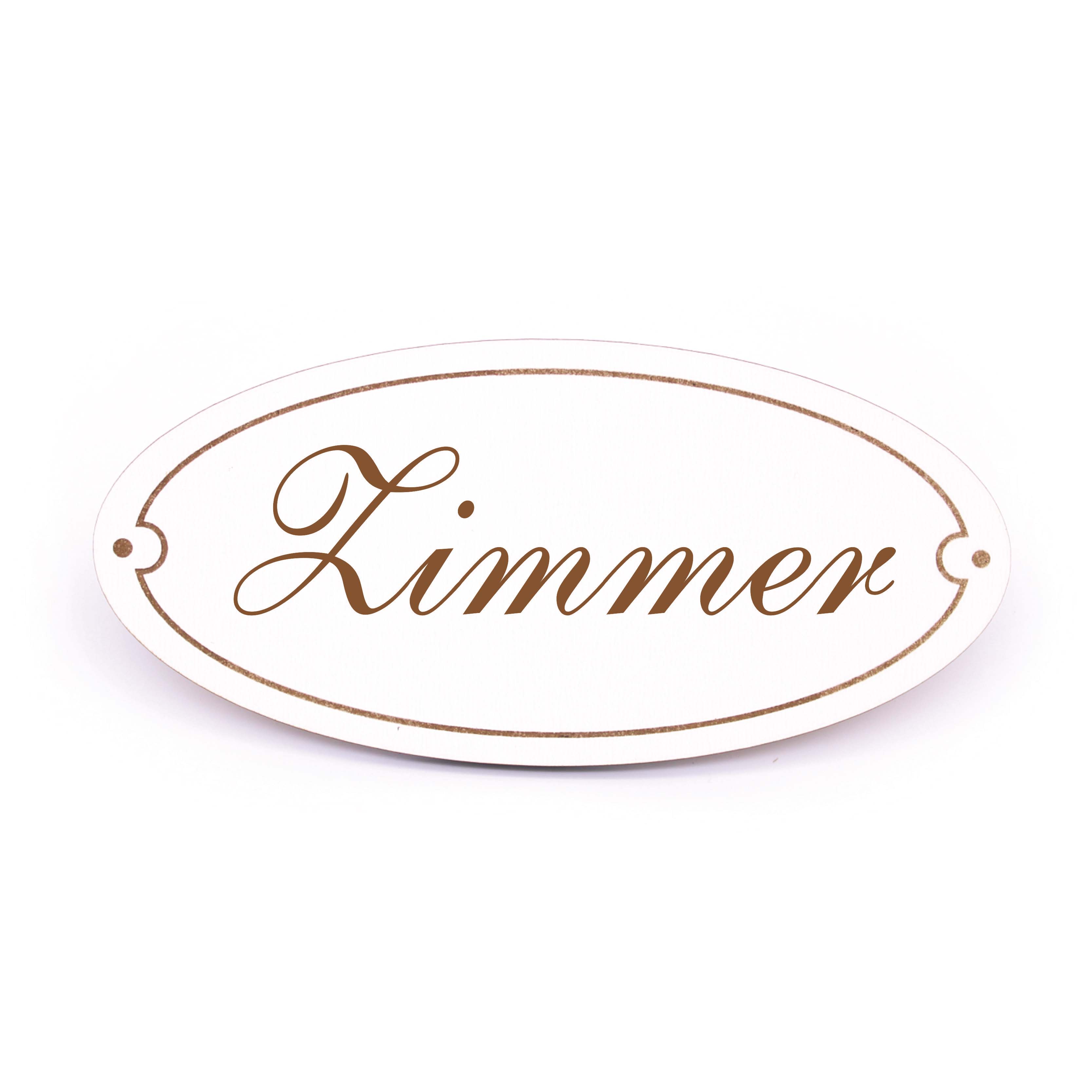 Ovales Türschild Zimmer - selbstklebend - 15 x 7 cm