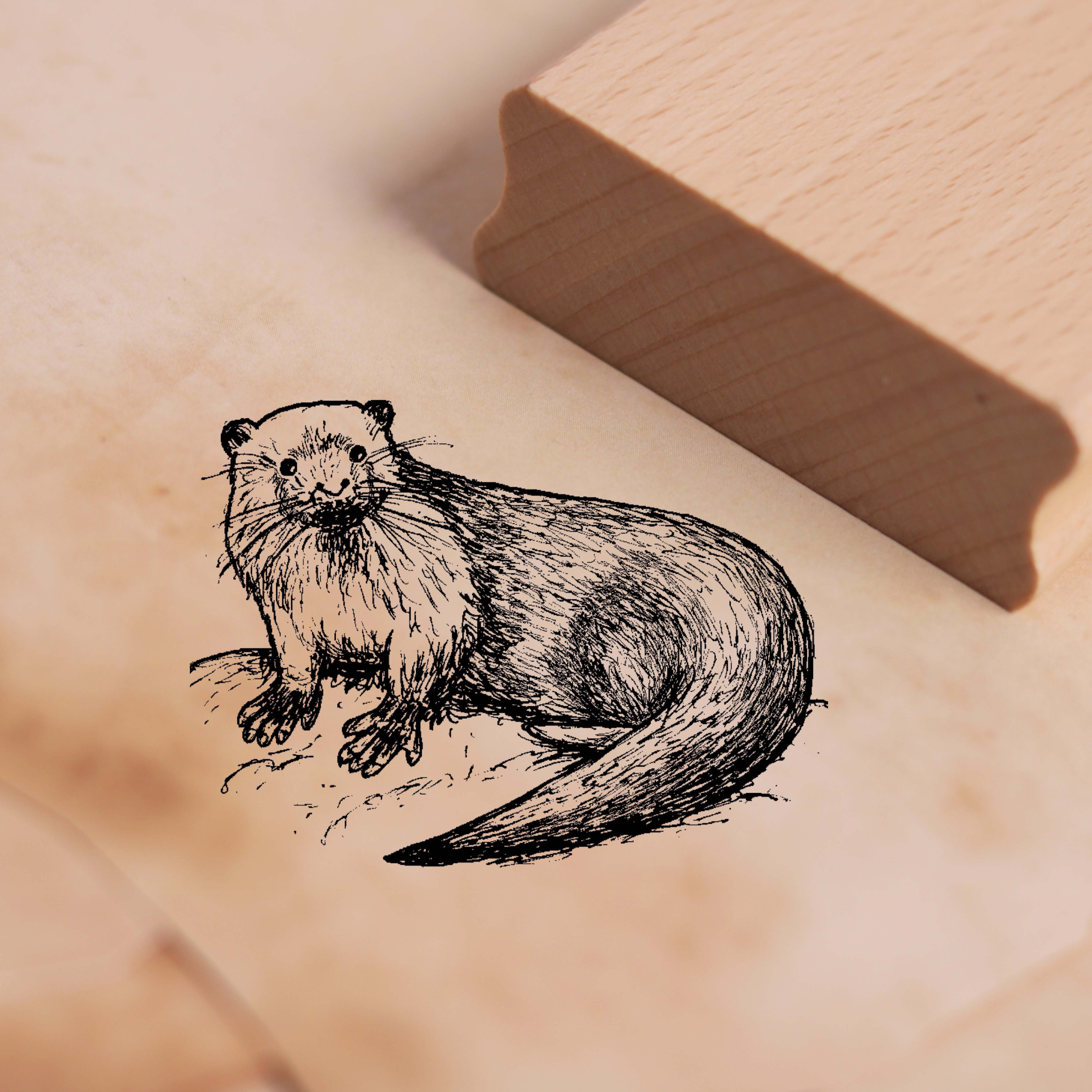 Motivstempel Fischotter liegt - Stempel Otter 48 x 36 mm
