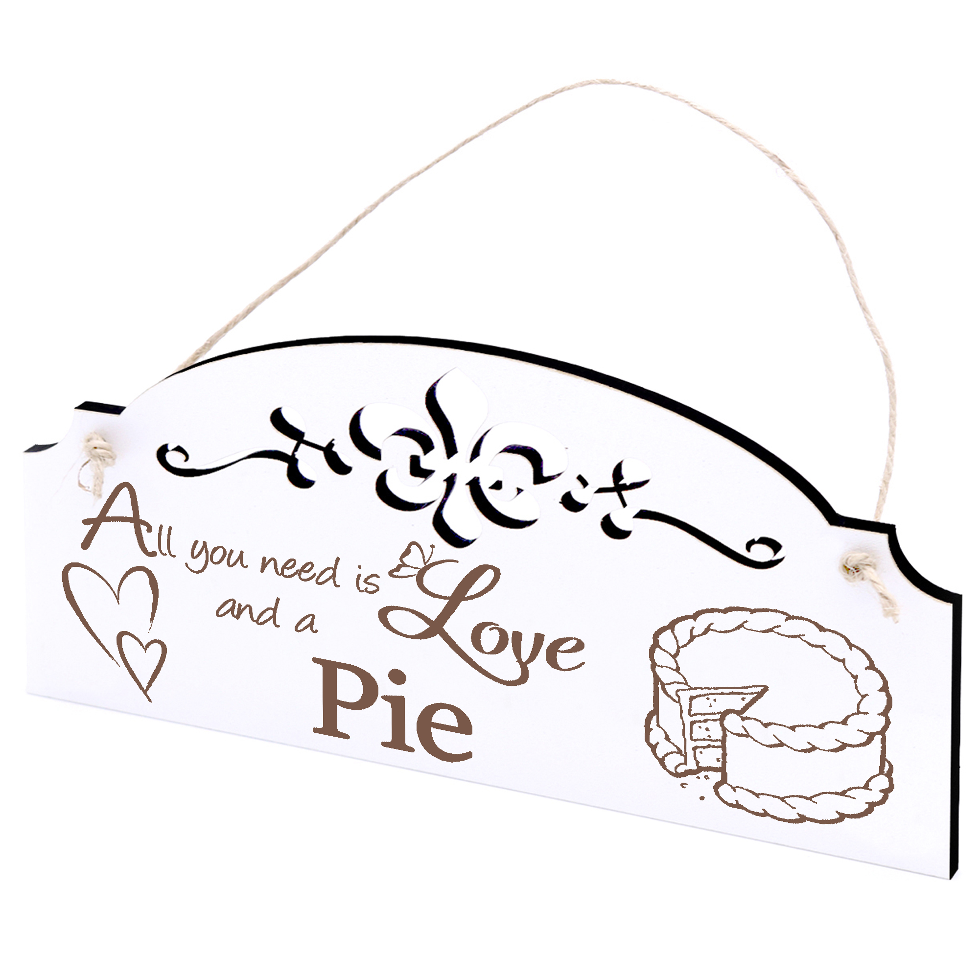Schild Torte Deko 20x10cm - All you need is Love and a Pie - Holz
