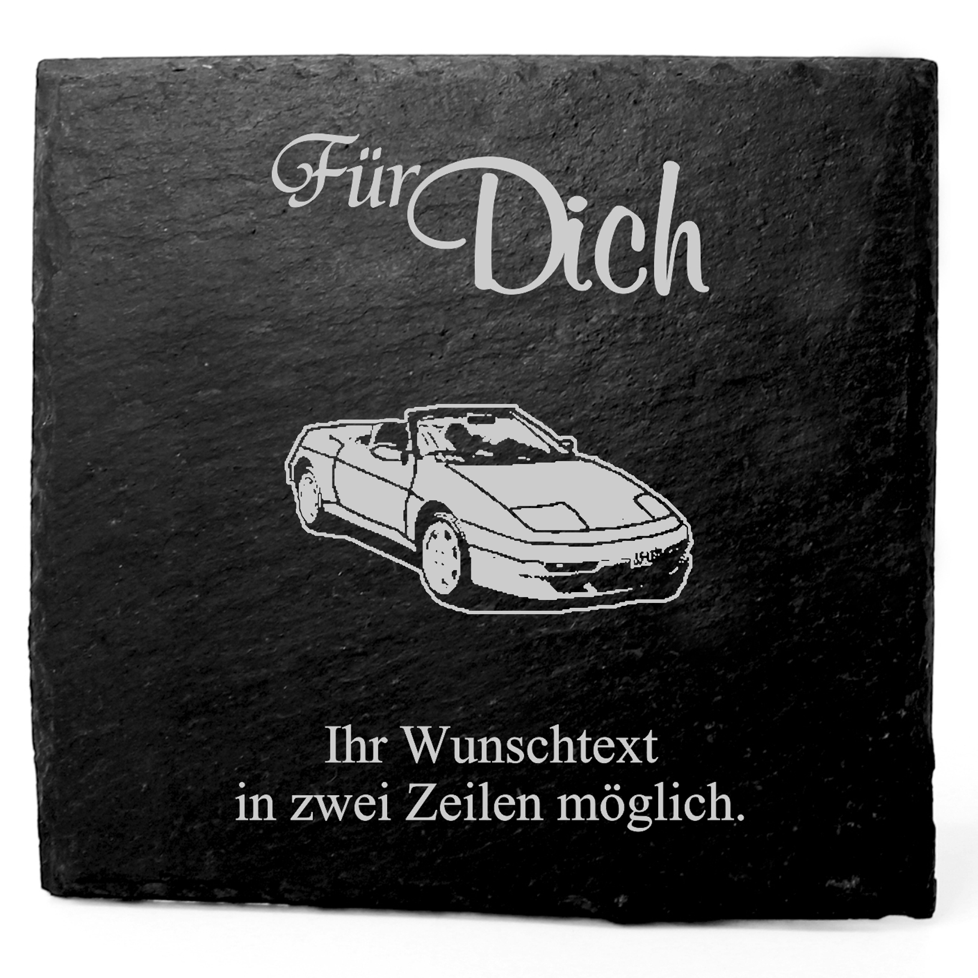Deko Schiefer Untersetzer personalisiert Rennauto - Für Dich - 11x11cm