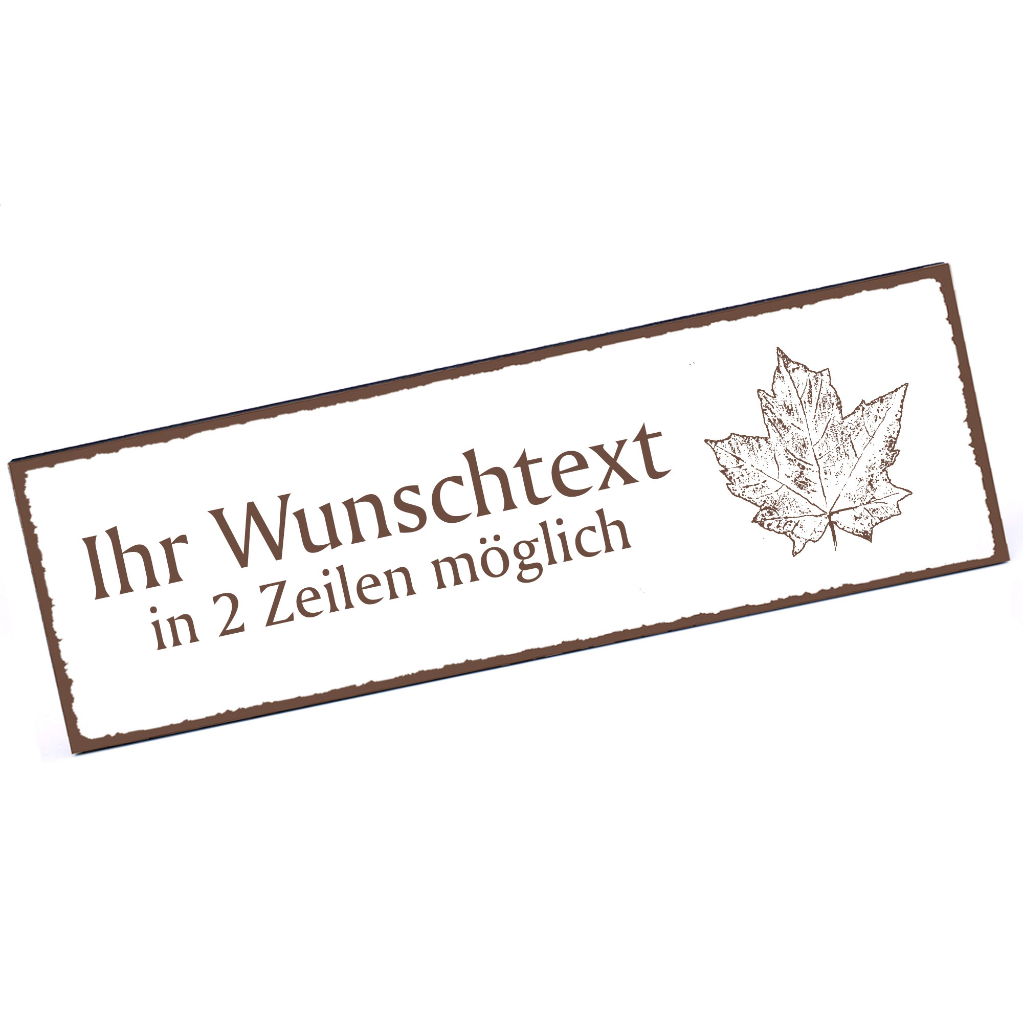 Türschild Ahornblatt Herbst  Namensschild personalisiert mit Gravur - 150mm x 50mm - selbstklebend