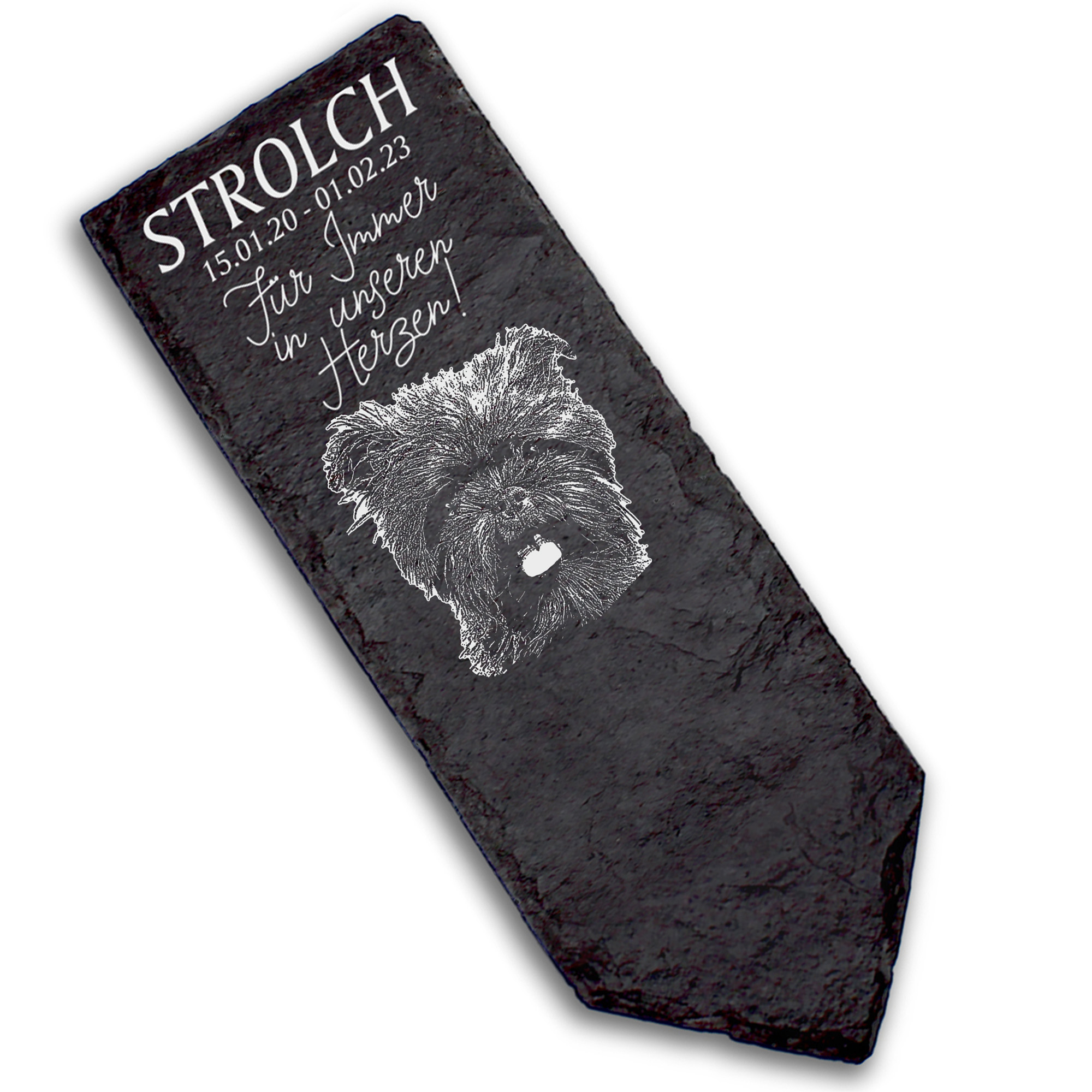Grabstecker Grabschmuck Grabstein - Affenpinscher  - Personalisiert Grab Deko 8 x 22 cm Grabdekorati
