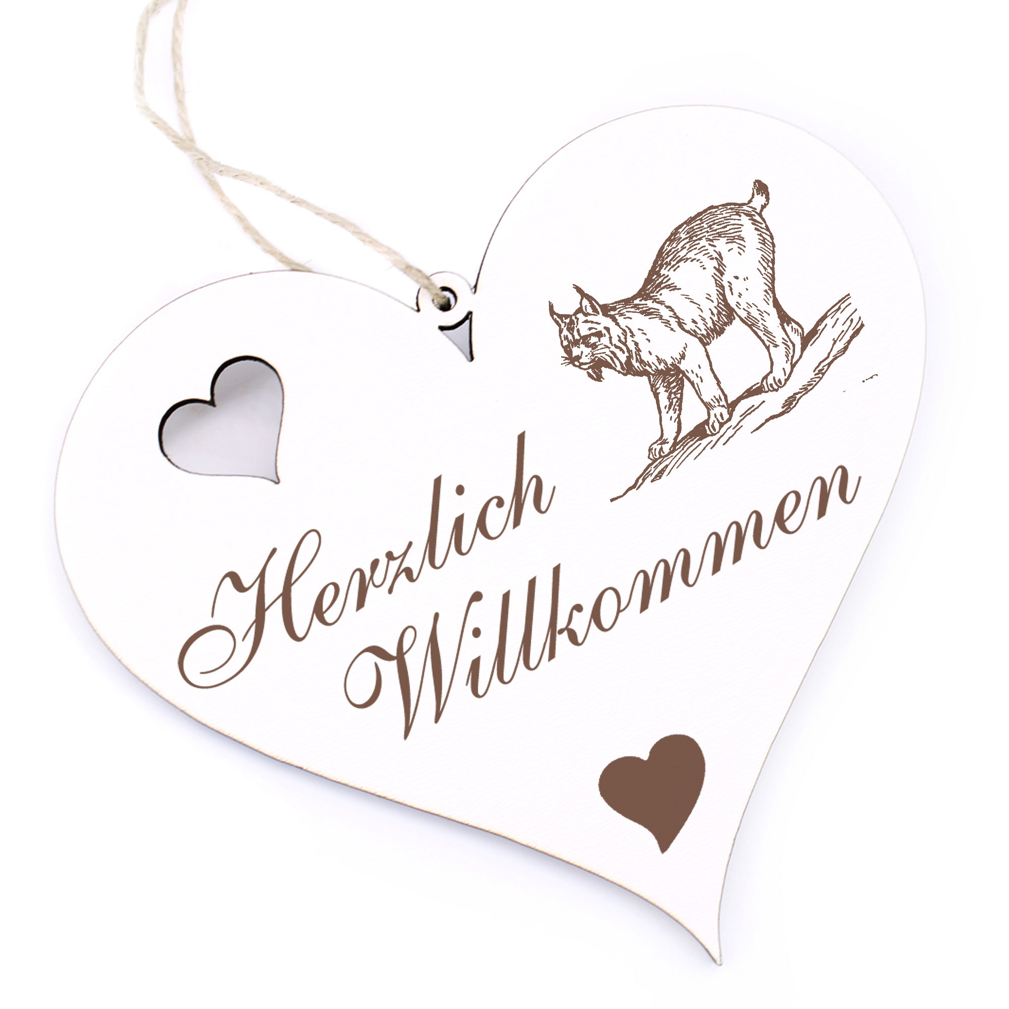Herzlich Willkommen Schild - Lux - Deko Herz Holz