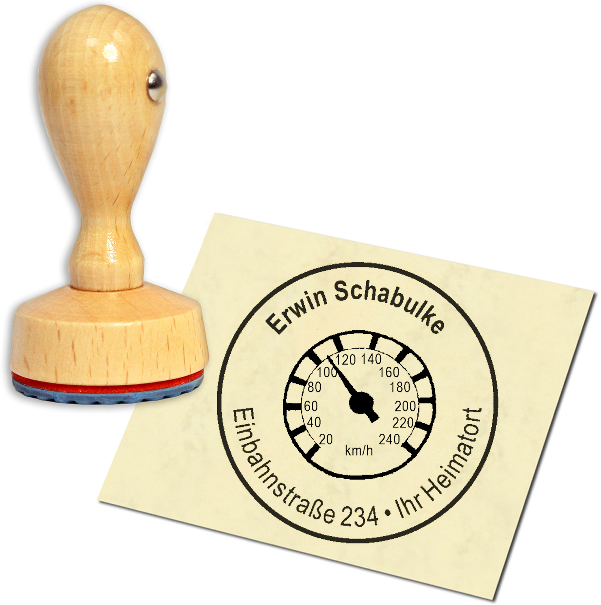 Stempel Adressstempel Holzstempel - Tacho - rund 40mm