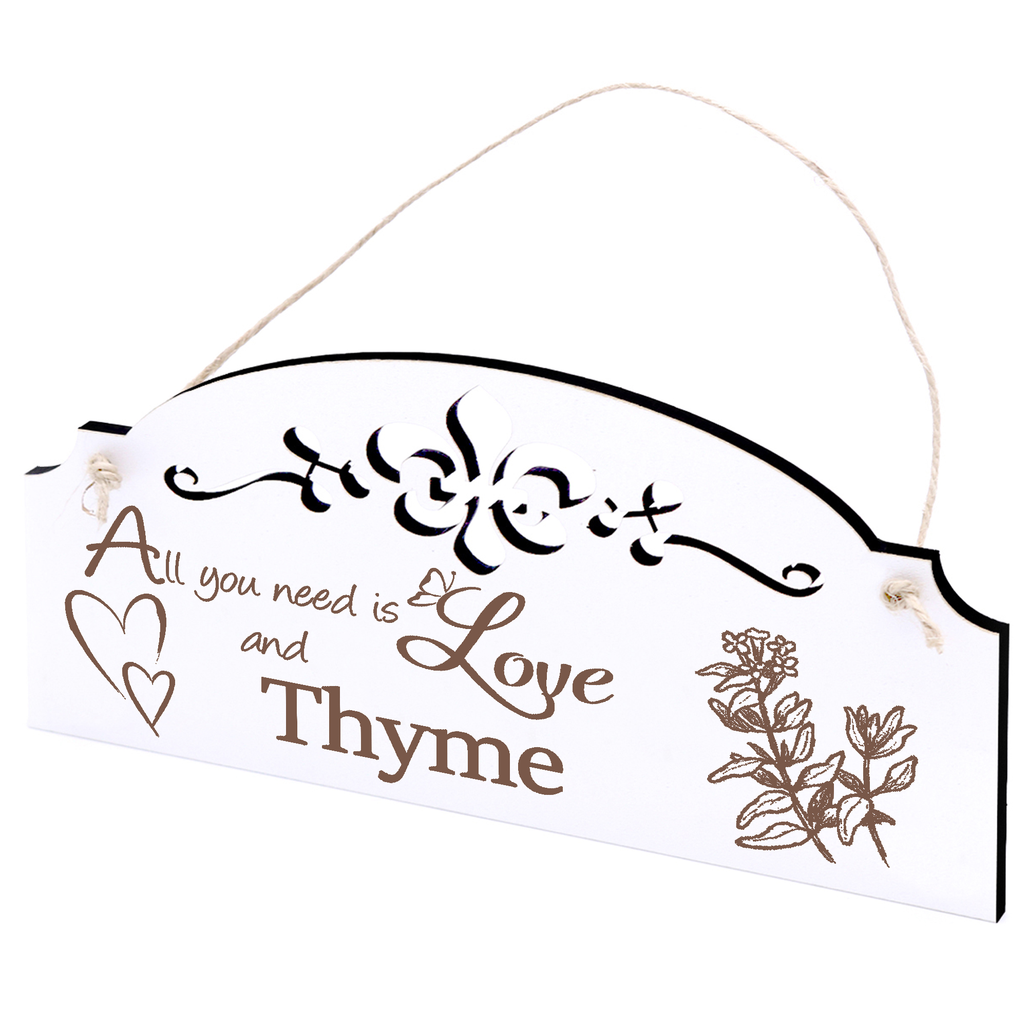 Schild Thymian Deko 20x10cm - All you need is Love and Thyme - Holz