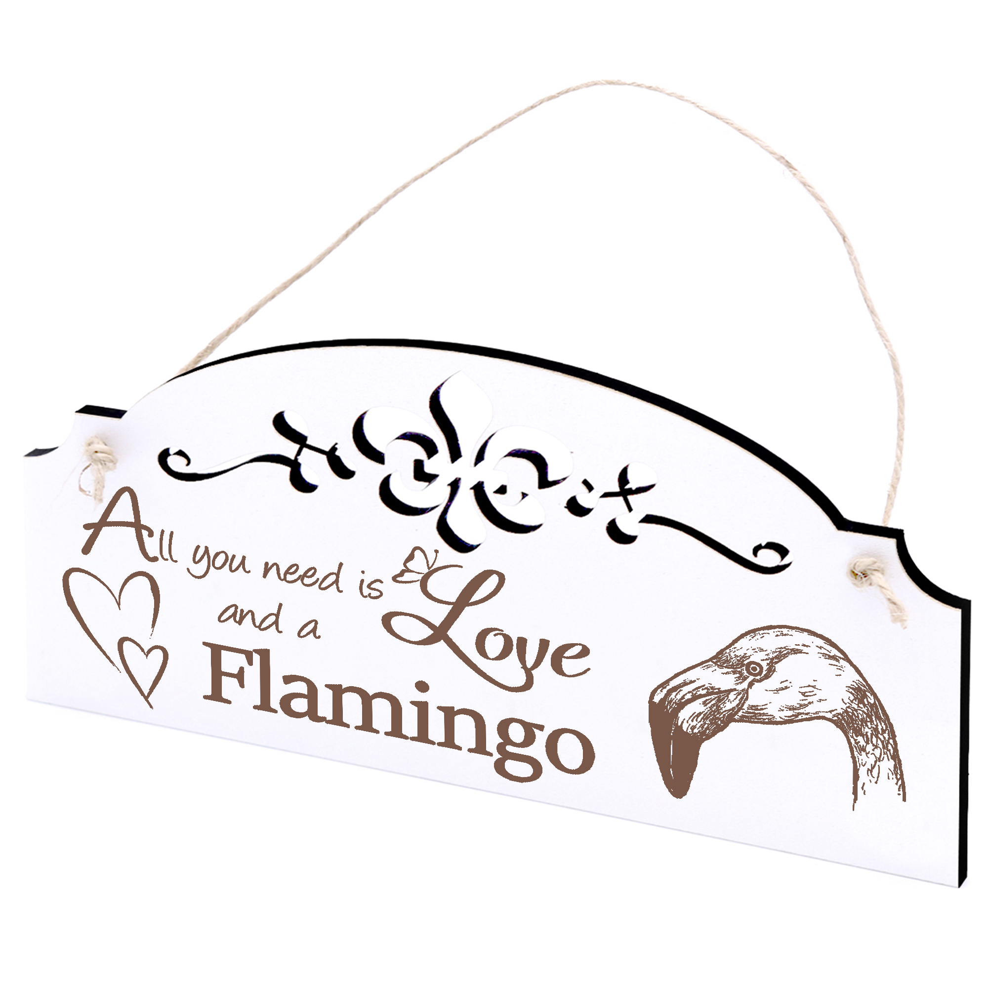 Schild Flamingo Kopf Deko 20x10cm - All you need is Love and a Flamingo - Holz
