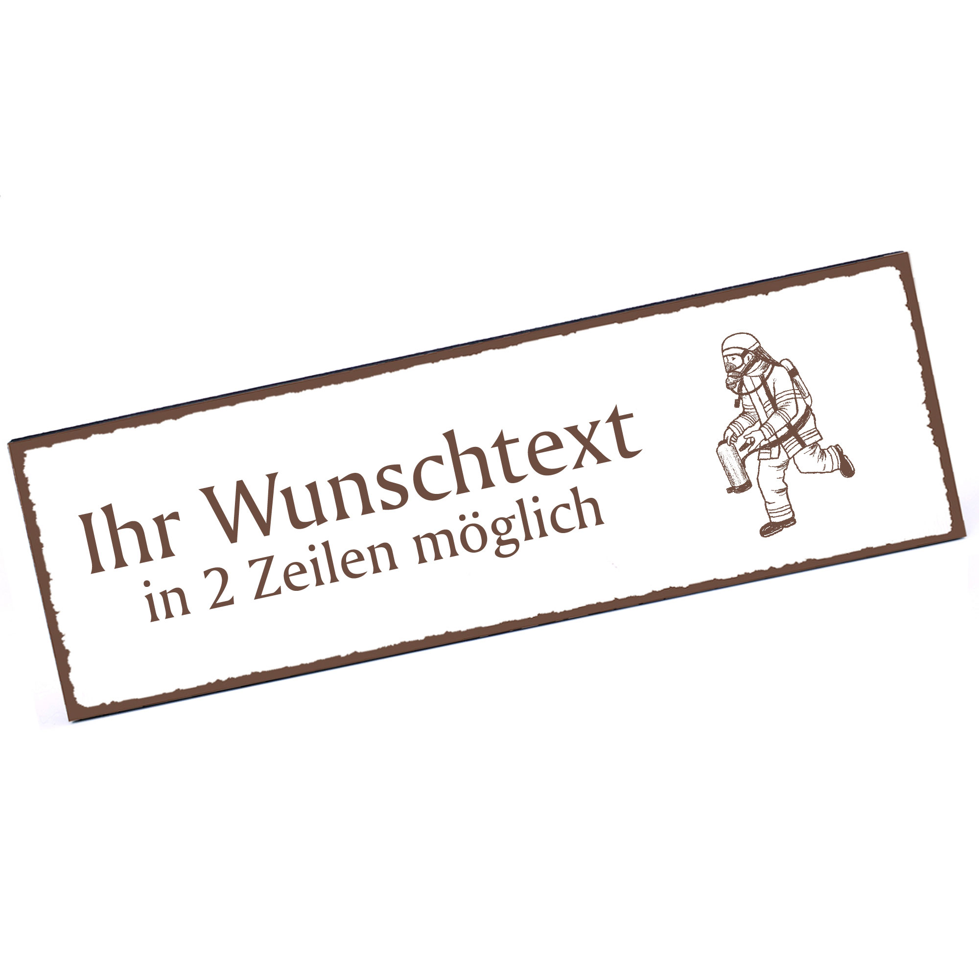 Türschild laufender Feuerwehrmann  Namensschild personalisiert mit Gravur - 150mm x 50mm - selbstkle