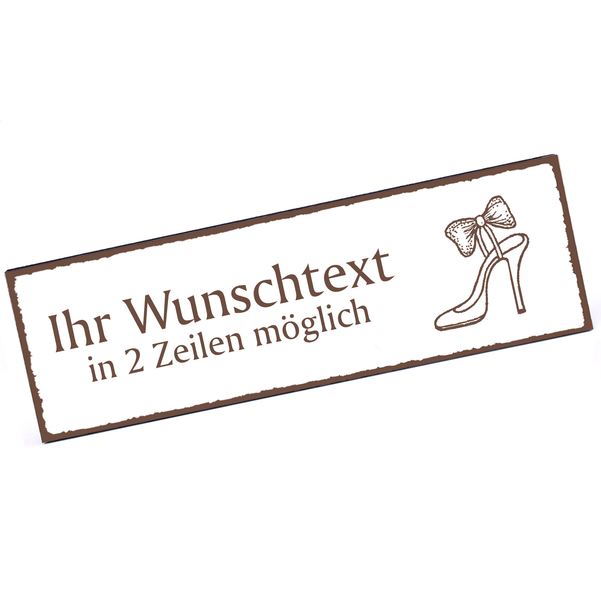 Türschild High Heels Schuh mit Schleife  Namensschild personalisiert mit Gravur - 150mm x 50mm - sel