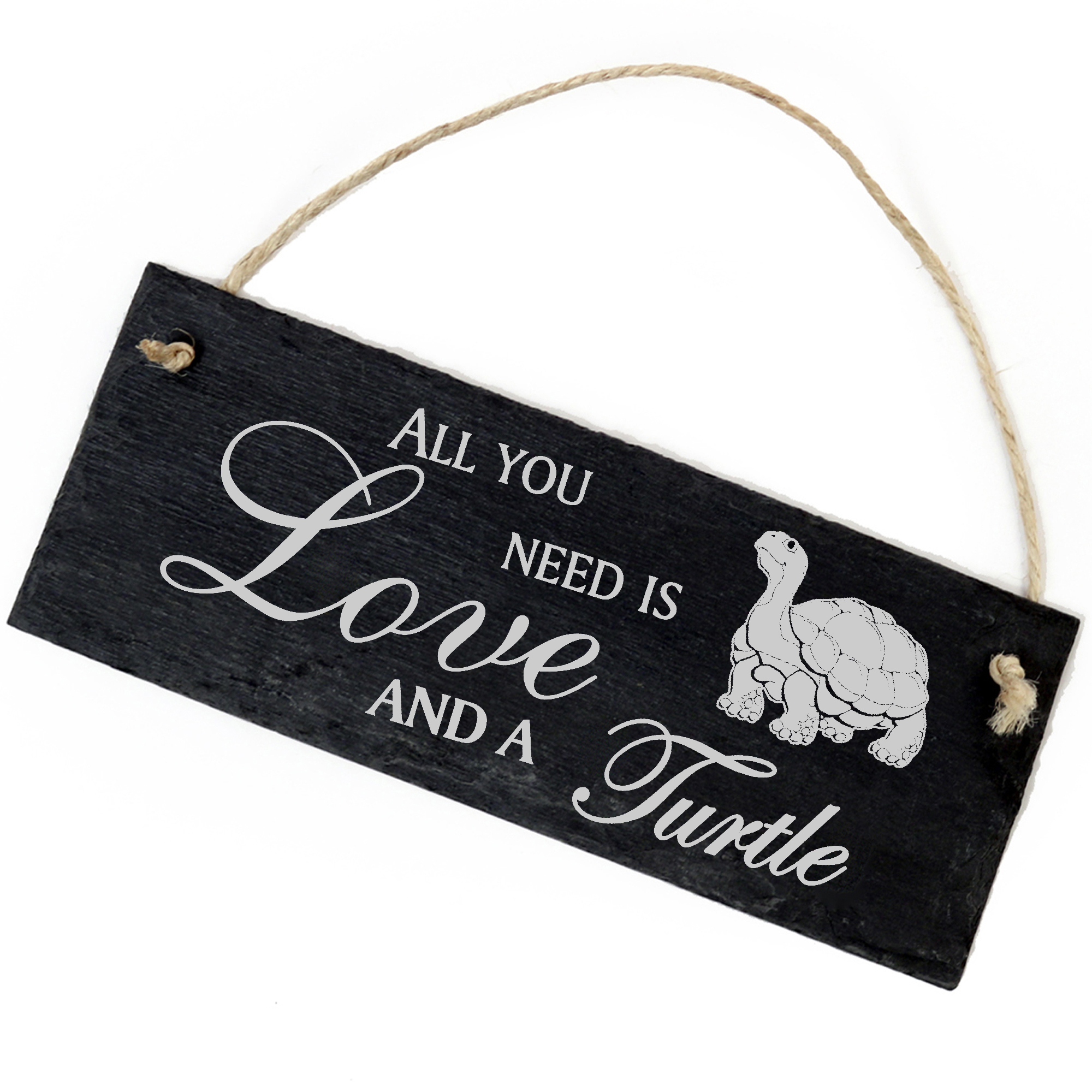 Schiefertafel Deko Schildkröte Schild 22 x 8 cm - All you need is Love and a Turtle