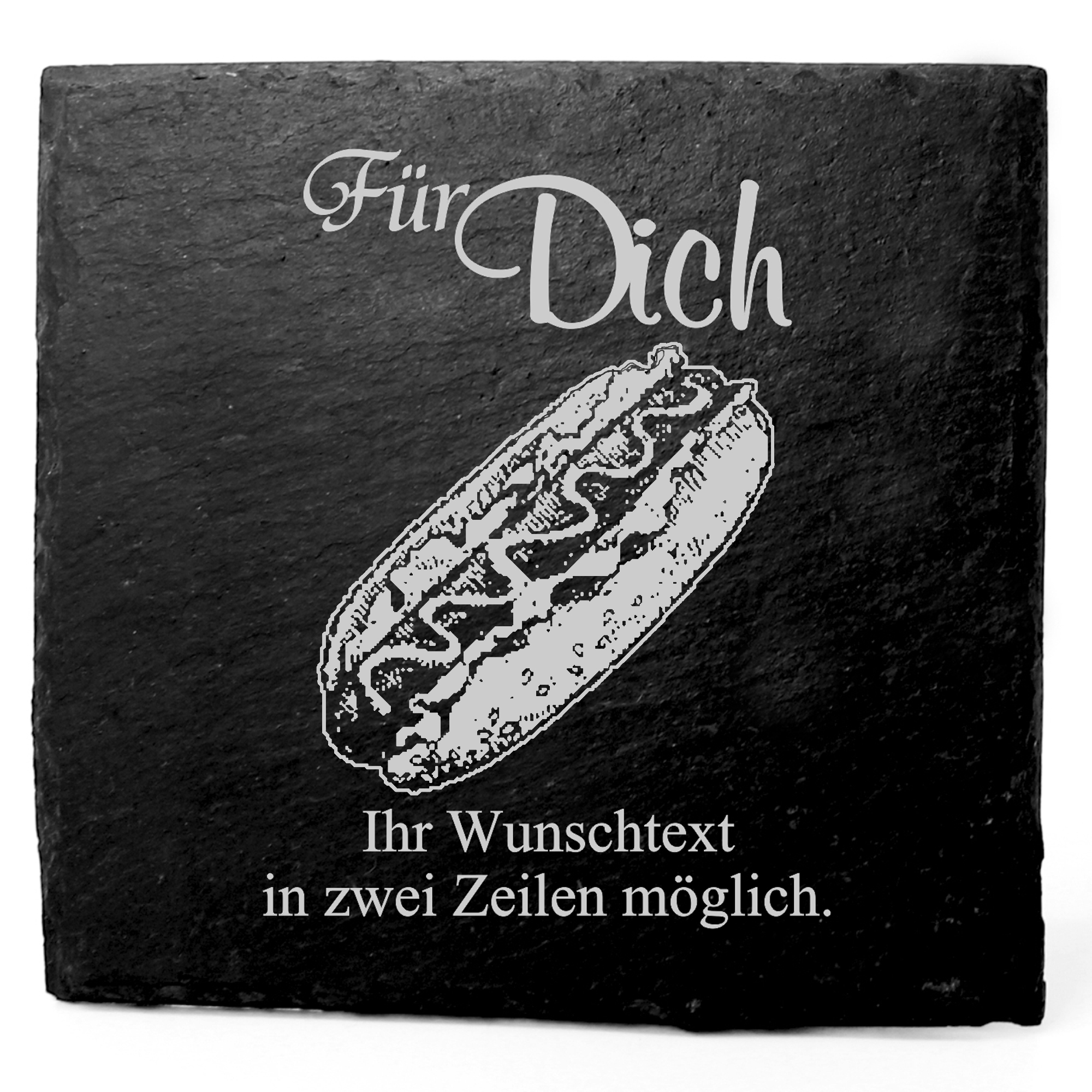 Deko Schiefer Untersetzer personalisiert Hotdog - Für Dich - 11x11cm