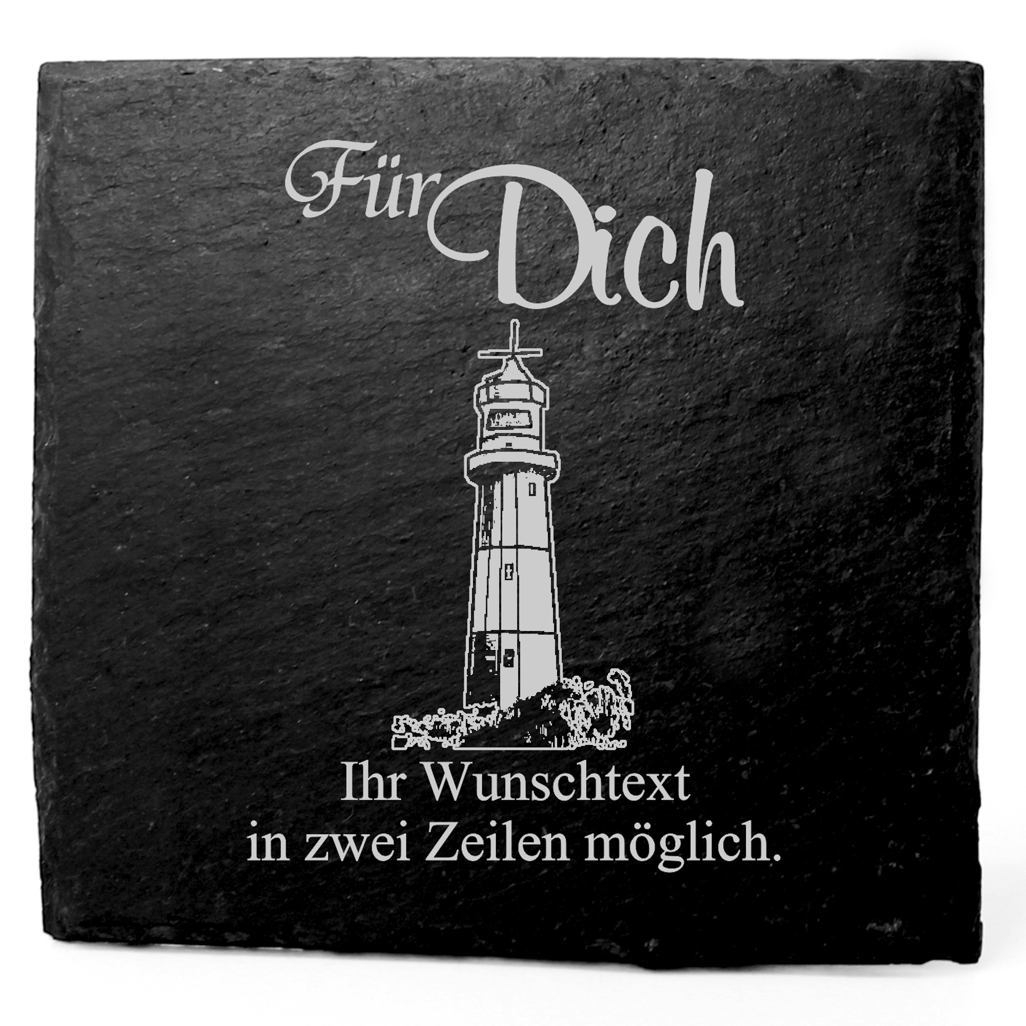 Deko Schiefer Untersetzer personalisiert Insel Borkum Leuchtturm - Für Dich - 11x11cm