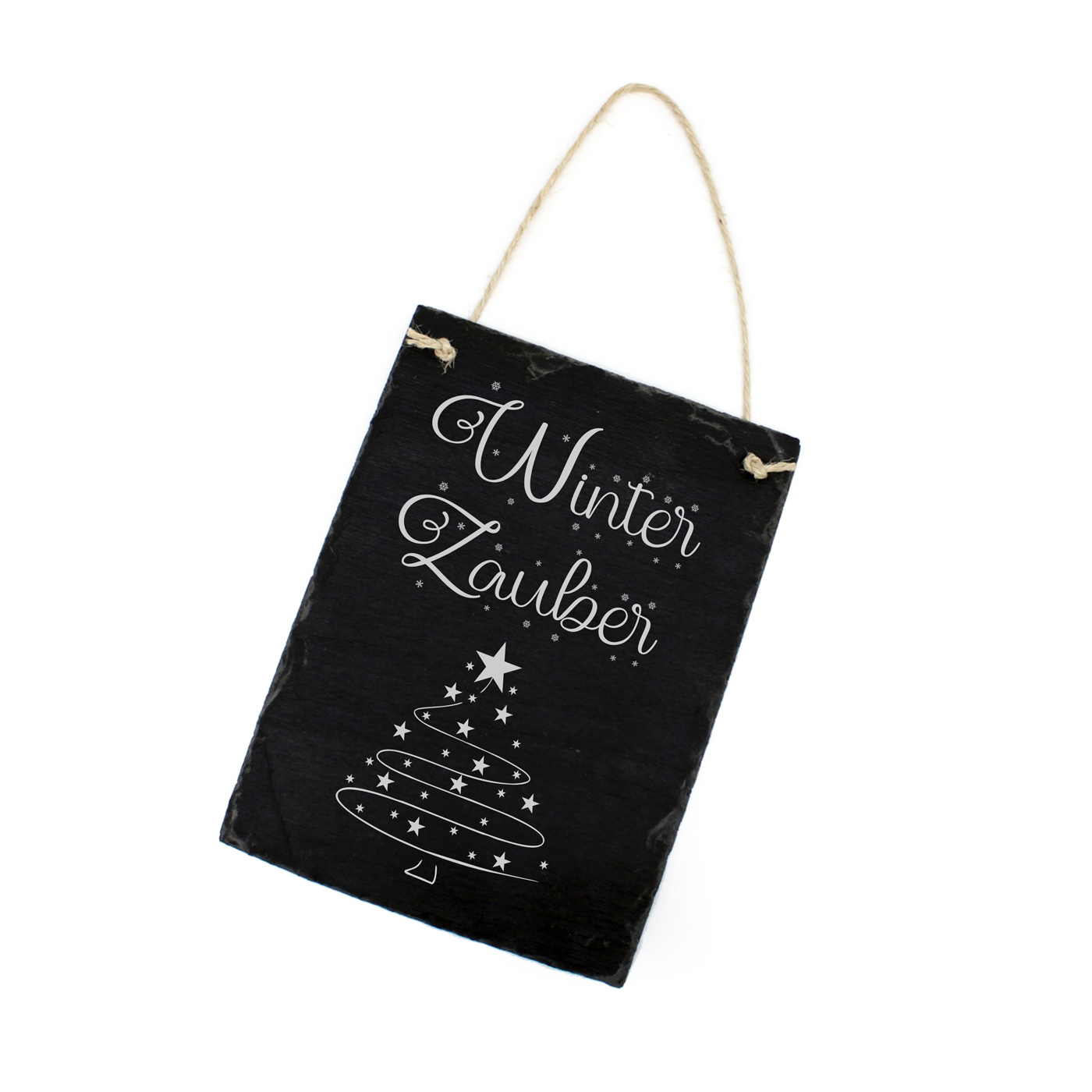 Schiefertafel Winter Zauber - Schild Tannenbaum Motiv 16x22 cm