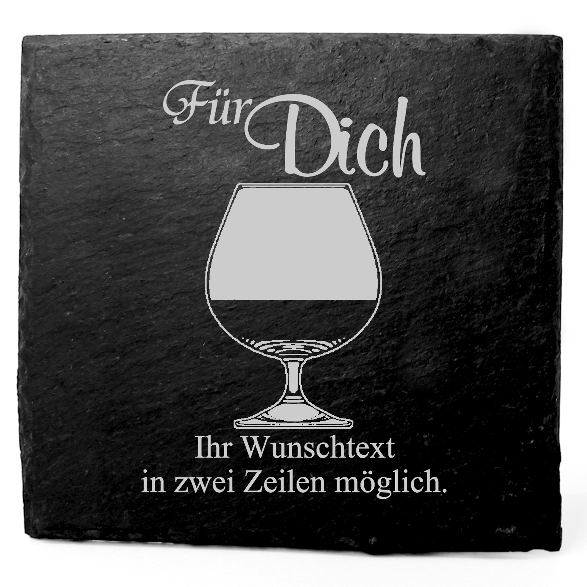 Deko Schiefer Untersetzer personalisiert Weinglas - Für Dich - 11x11cm
