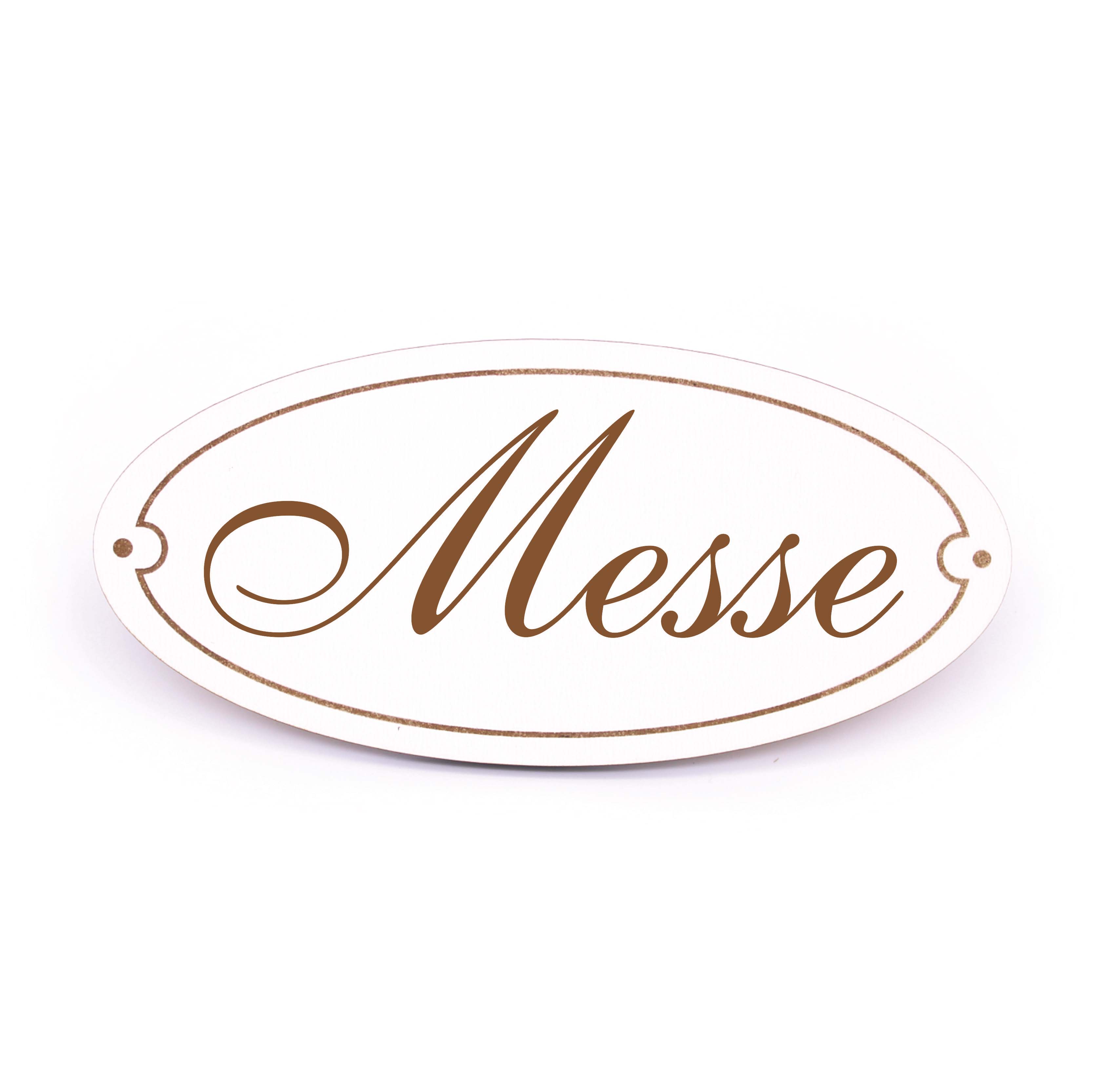 Ovales Türschild Messe - selbstklebend - 15 x 7 cm