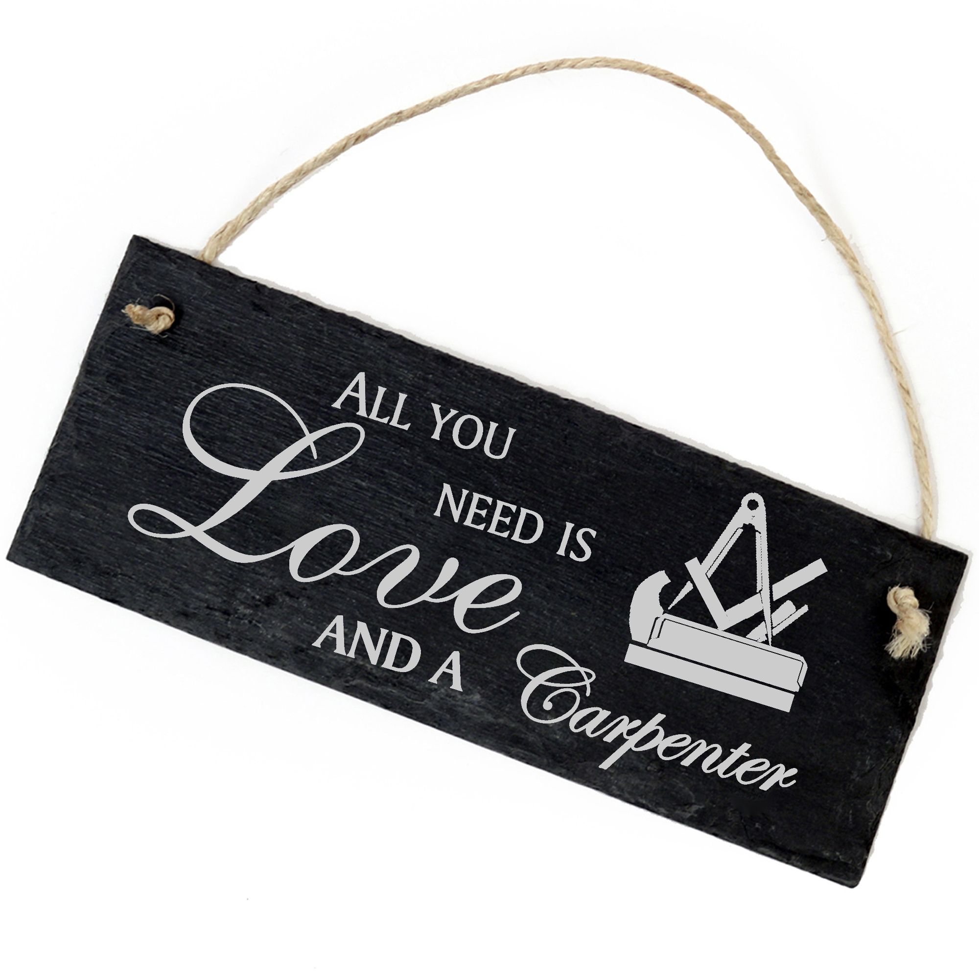 Schiefertafel Deko Tischler Schild 22 x 8 cm - All you need is Love and a Carpenter