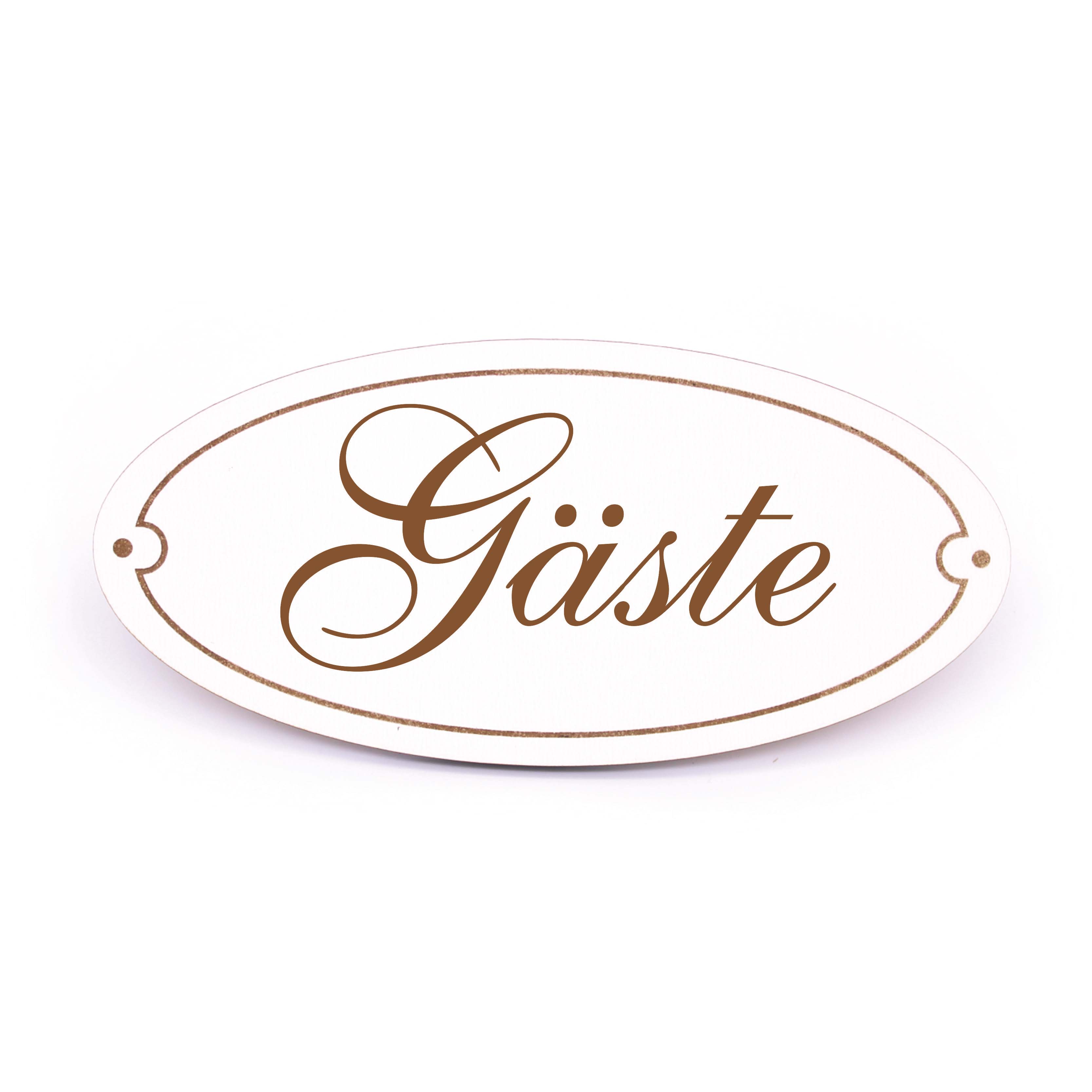 Ovales Türschild Gäste - selbstklebend - 15 x 7 cm