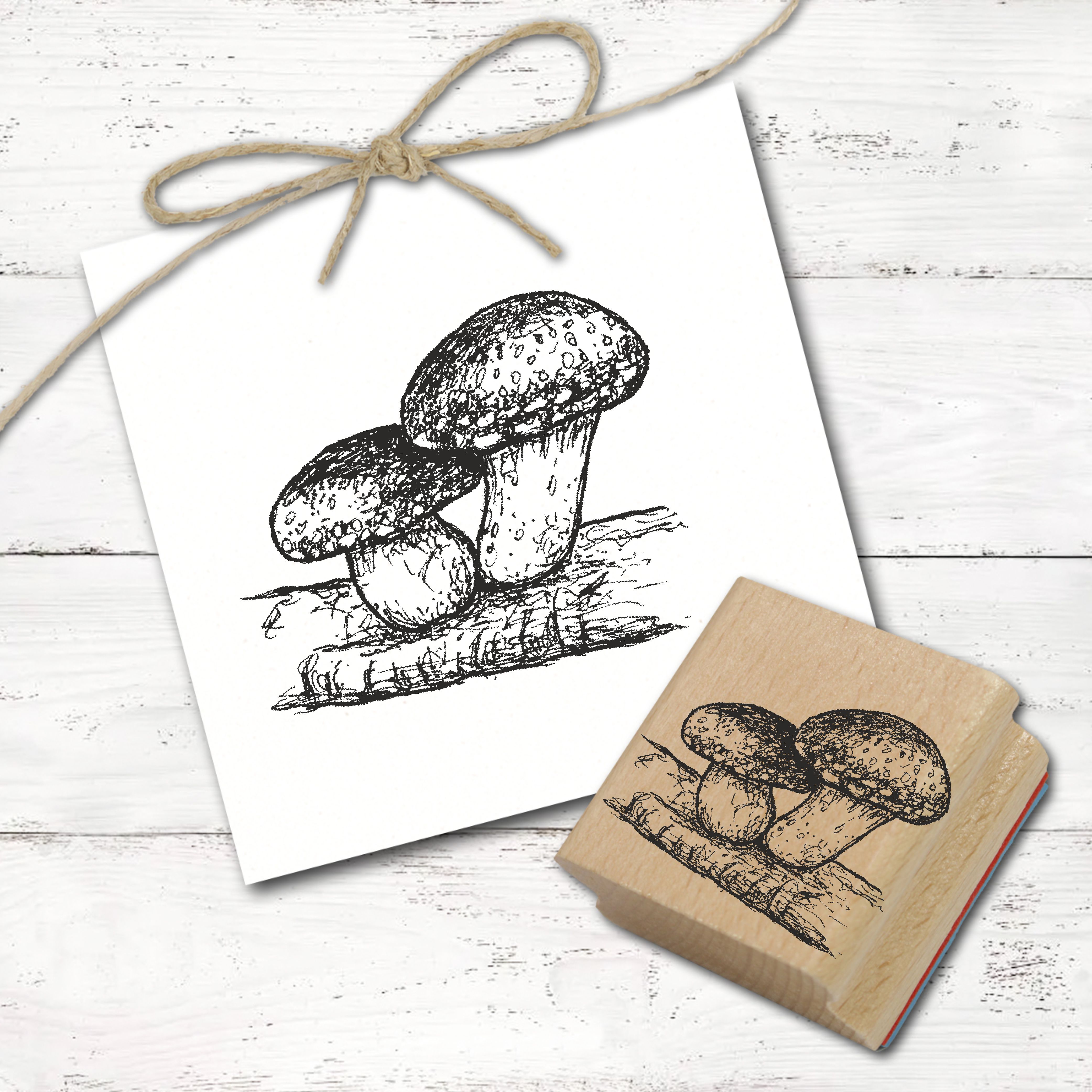 Motivstempel Shiitake Pilze - Stempel Holzstempel 48 x 38 mm
