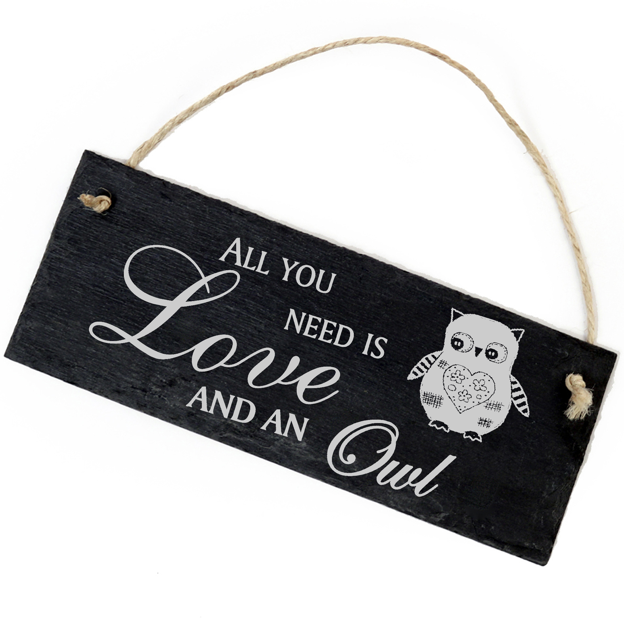 Schiefertafel Deko Eule Vintage Schild 22 x 8 cm - All you need is Love and an Owl