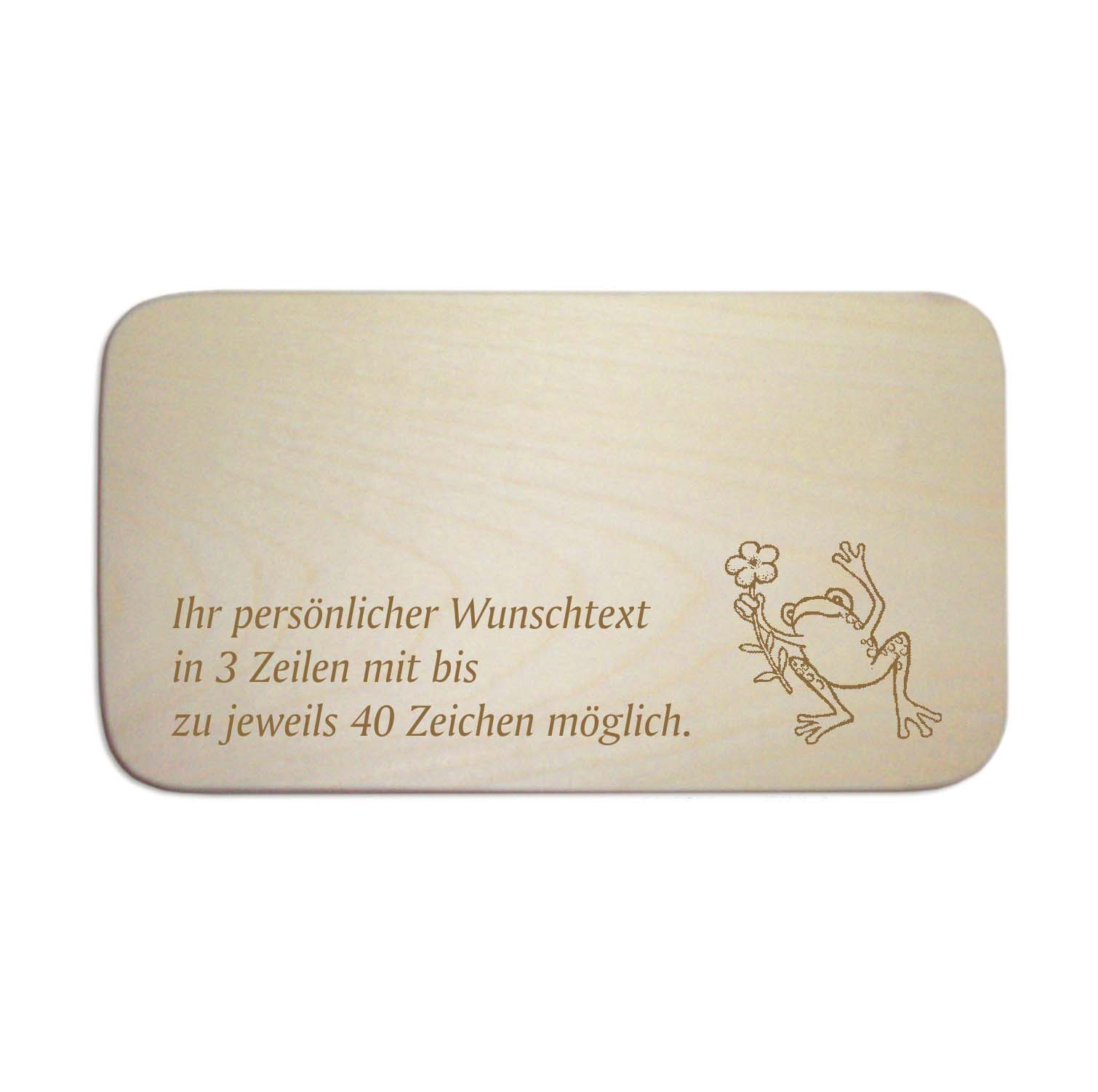 Frühstücksbrettchen « hüpfender FROSCH » für Kinder - mit Wunschgravur