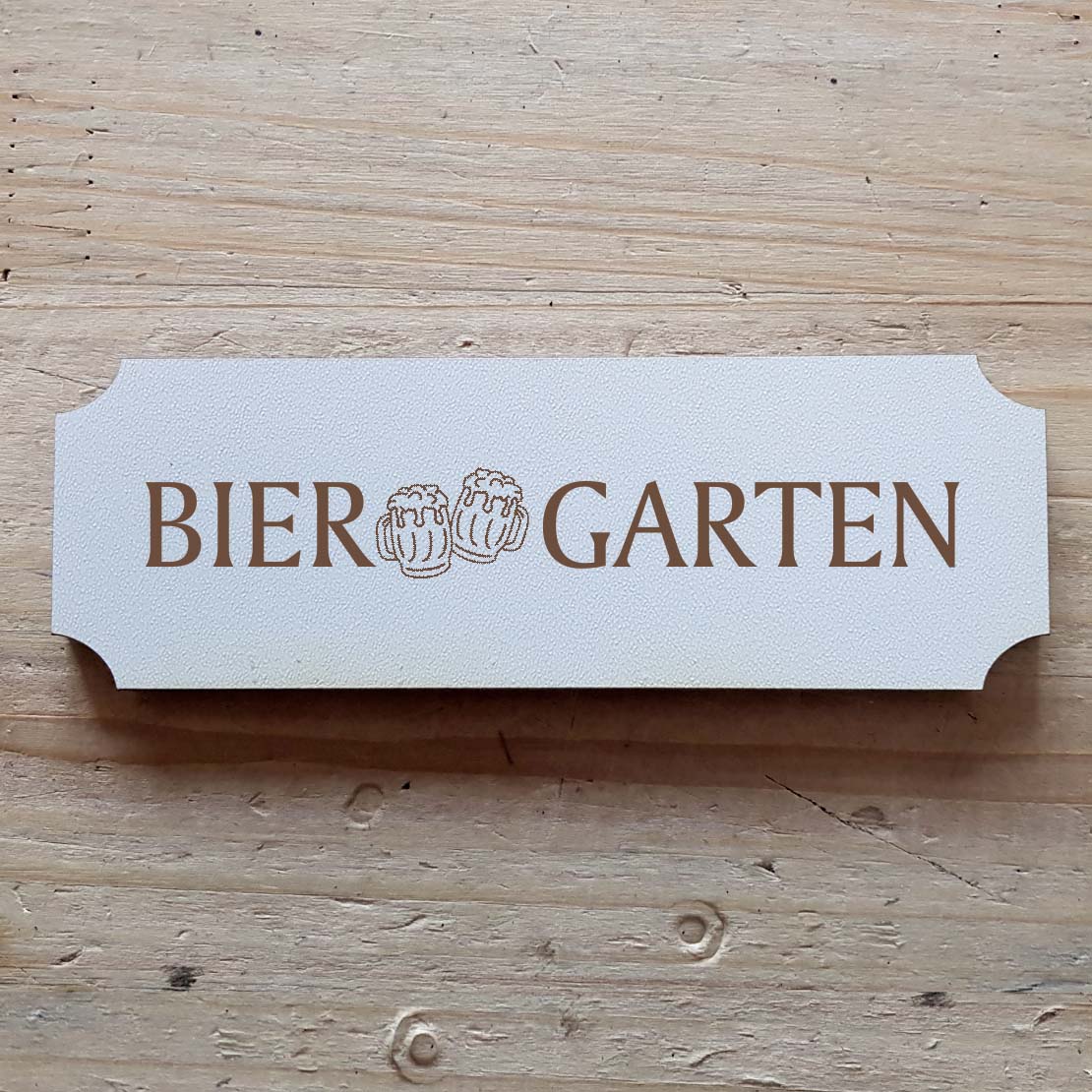 Selbstklebendes Schild « Biergarten » mit Motiv