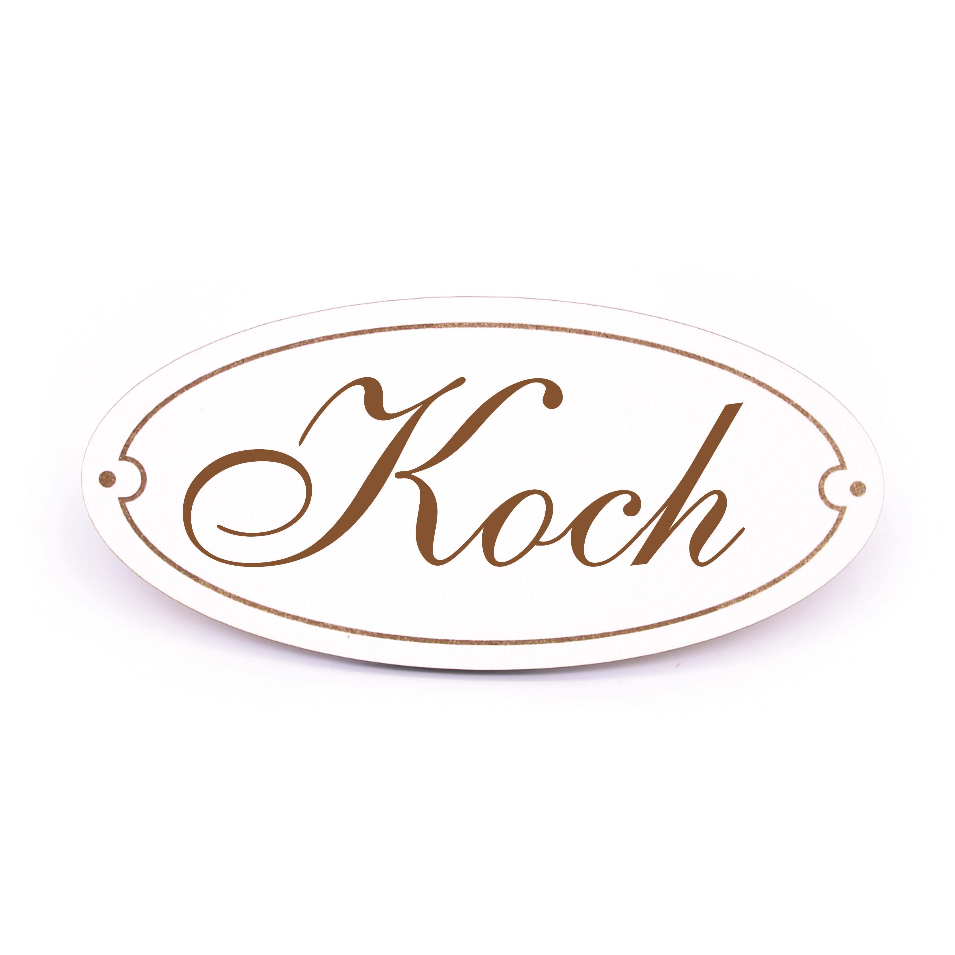Ovales Türschild Koch - selbstklebend - 15 x 7 cm